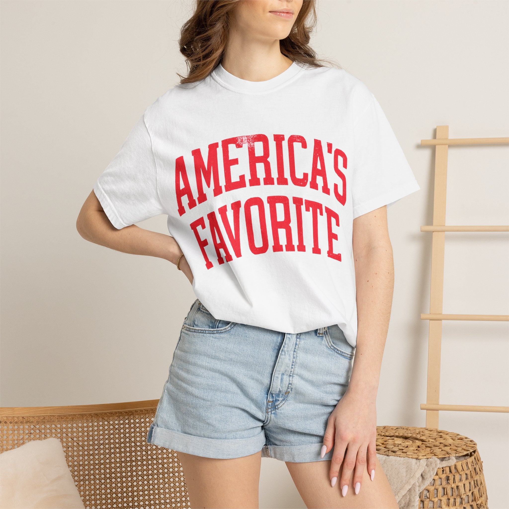 Americas Favorite T-Shirt — Patriotic Red Letter Graphic Tee