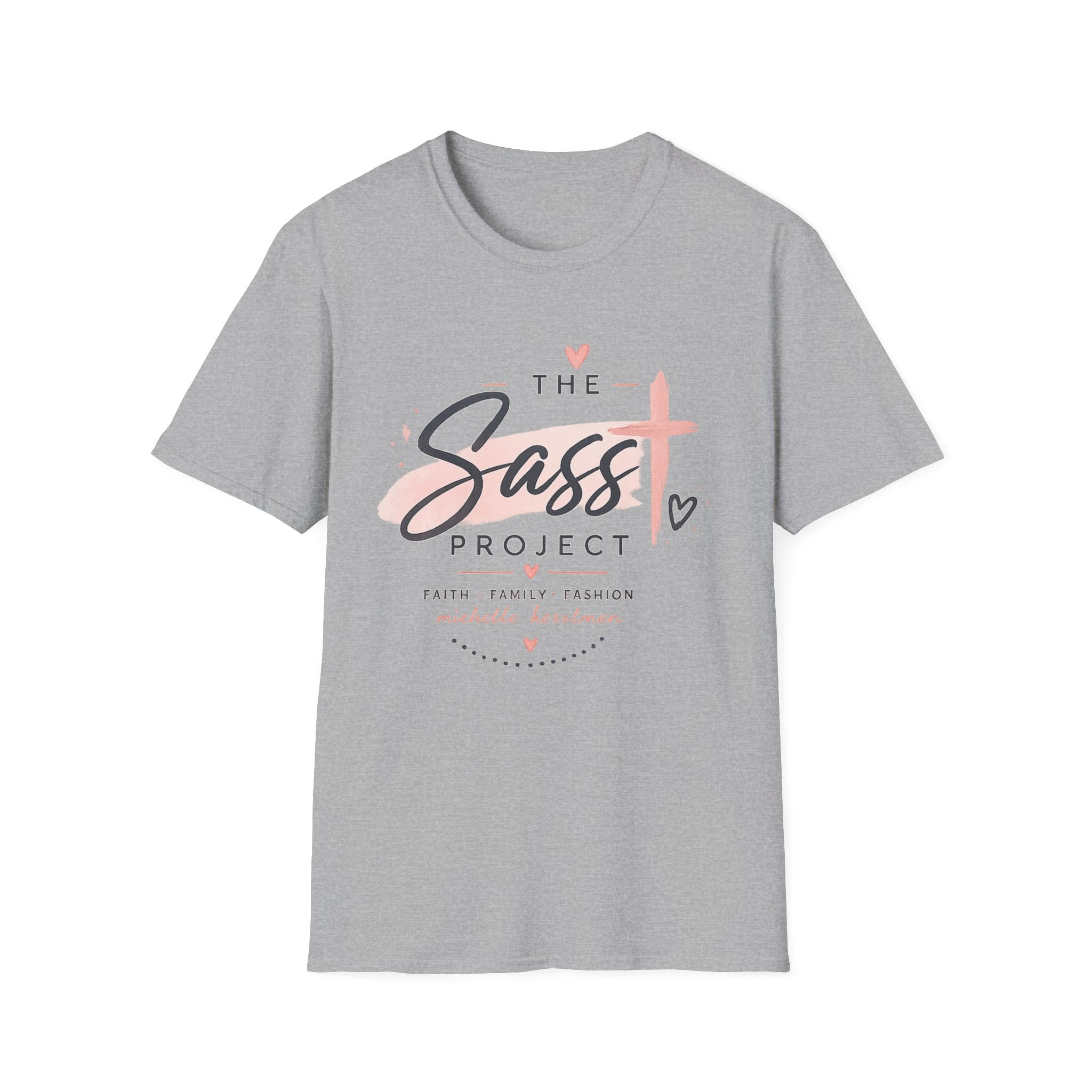 Sass Project Graphic Tee — Faith-Inspired Pink Cross T-Shirt
