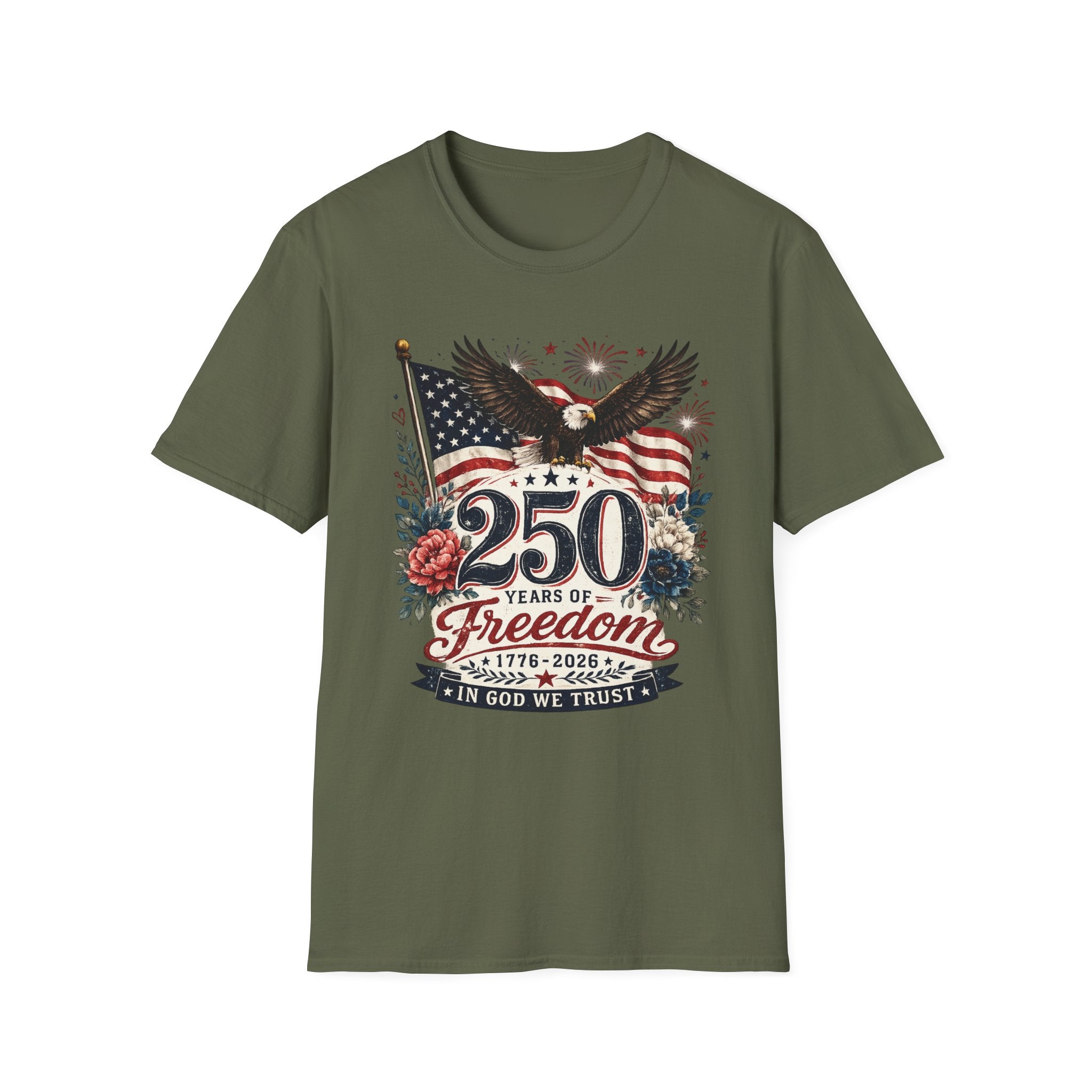 250 Years of Freedom T-Shirt — Patriotic American Eagle & Flag Tee