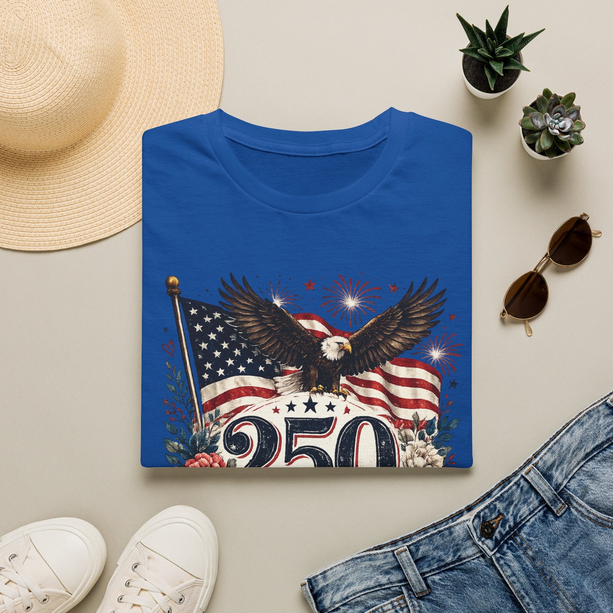 250 Years of Freedom T-Shirt — Patriotic American Eagle & Flag Tee