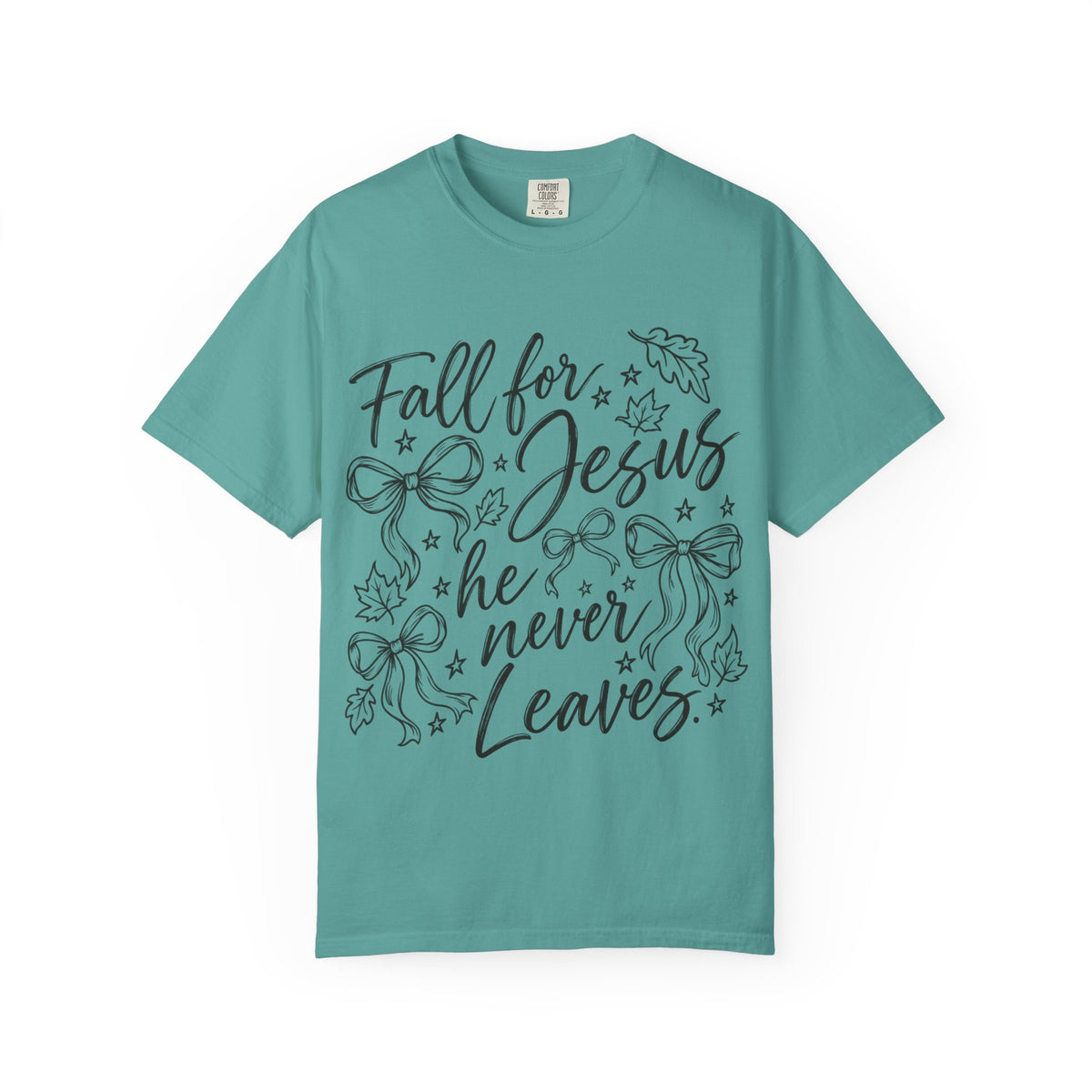 Fall For Jesus He Never Leaves T-Shirt — Christian Fall Tee