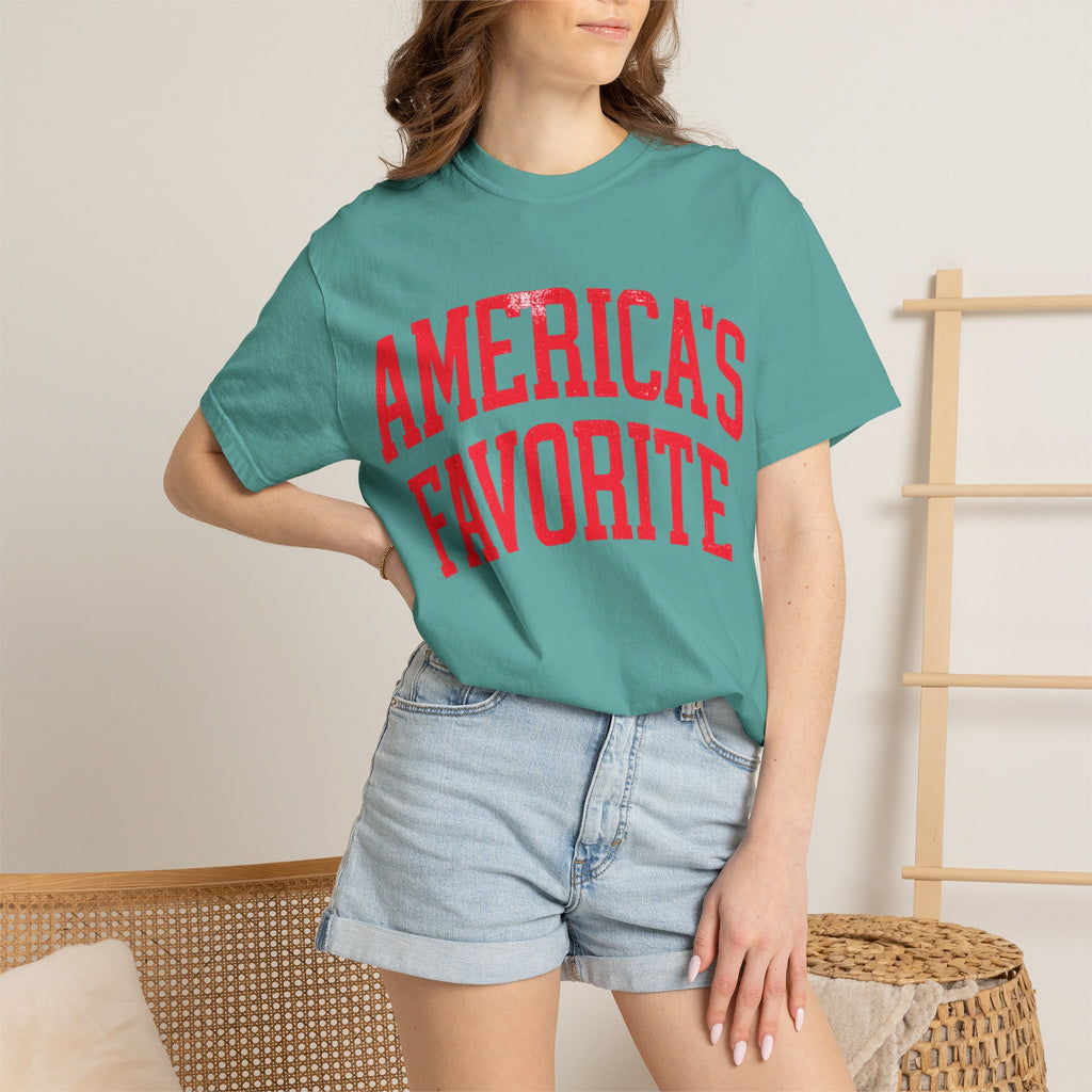 Americas Favorite T-Shirt — Patriotic Red Letter Graphic Tee