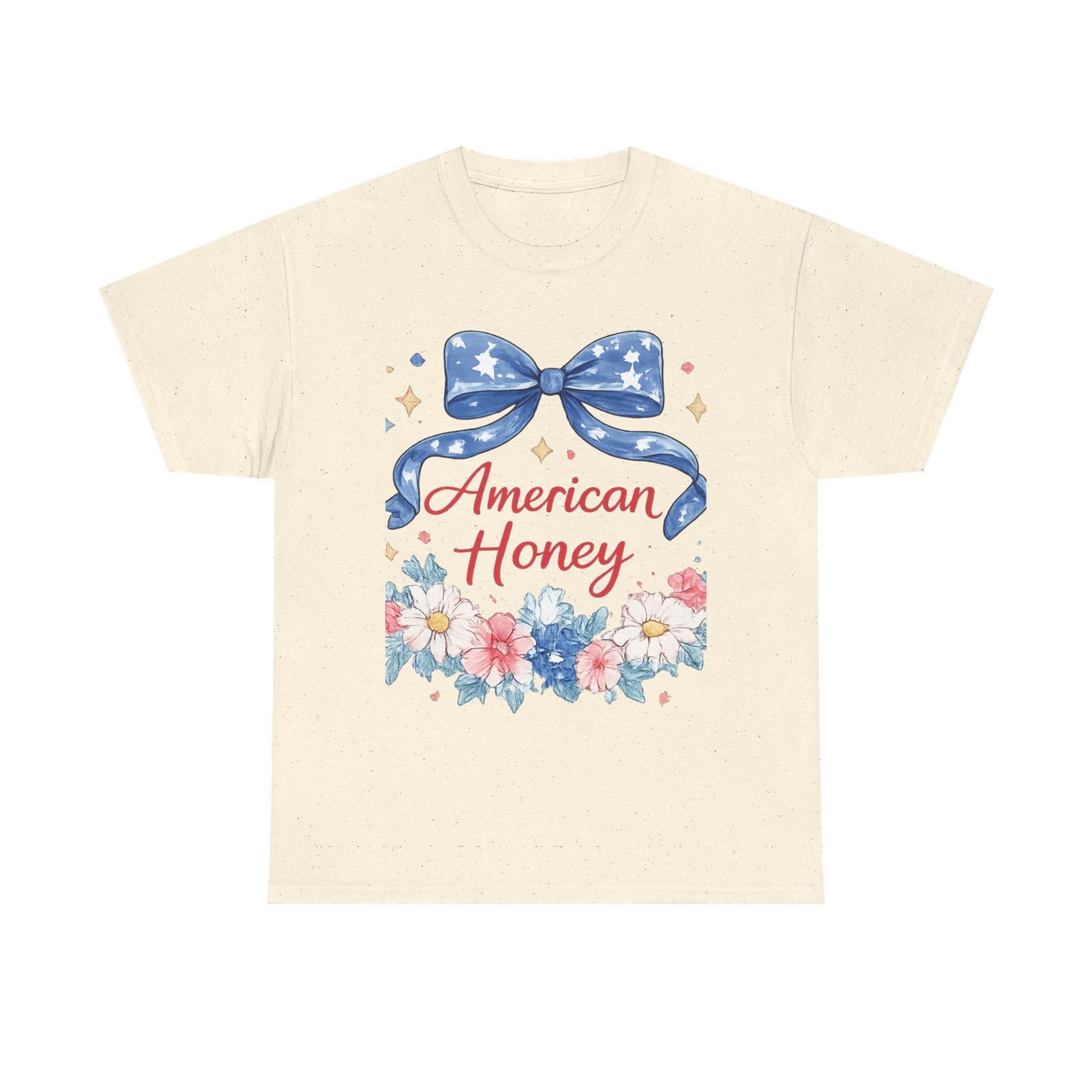 American Honey T-Shirt — Patriotic Floral Tee with Stars & Bow
