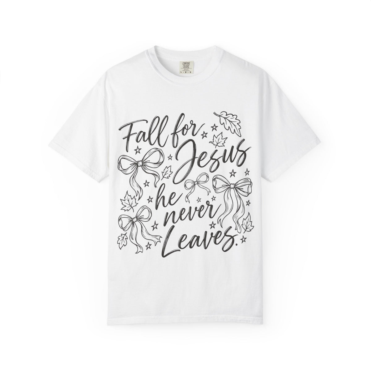 Fall For Jesus He Never Leaves T-Shirt — Christian Fall Tee