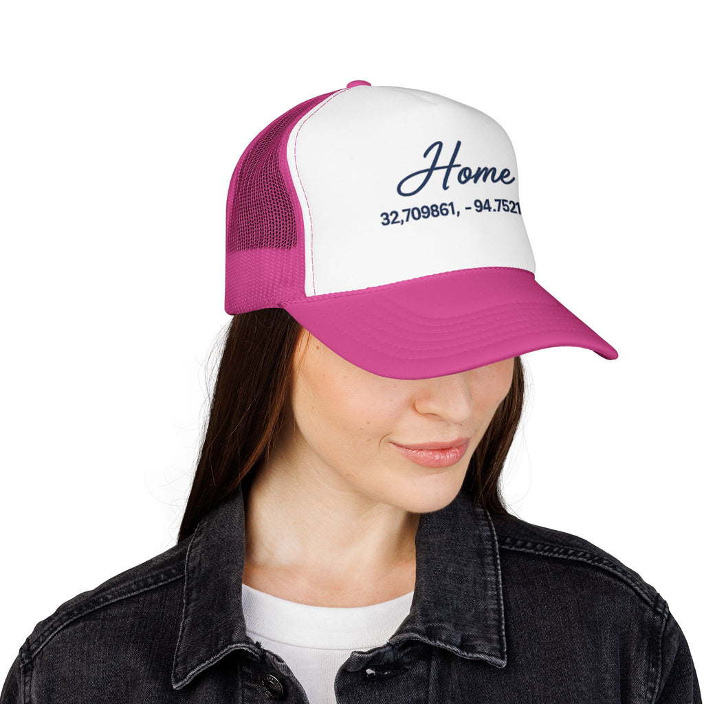 Home Coordinates Trucker Hat — Personalized GPS Latitude Longitude Cap