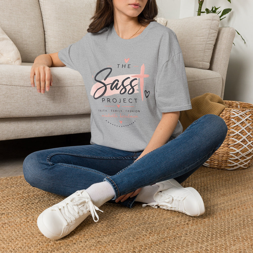 Sass Project Graphic Tee — Faith-Inspired Pink Cross T-Shirt