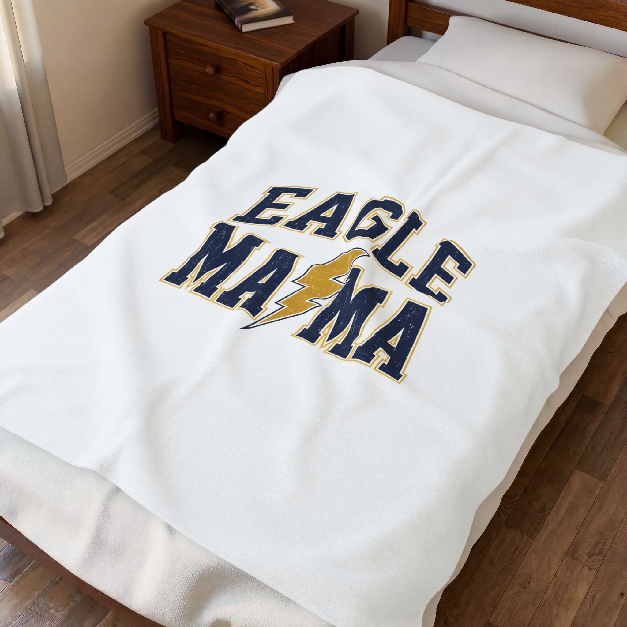 Eagle Mama Velveteen Plush Blanket — Cozy Mom Supporter Throw with Lightning Logo