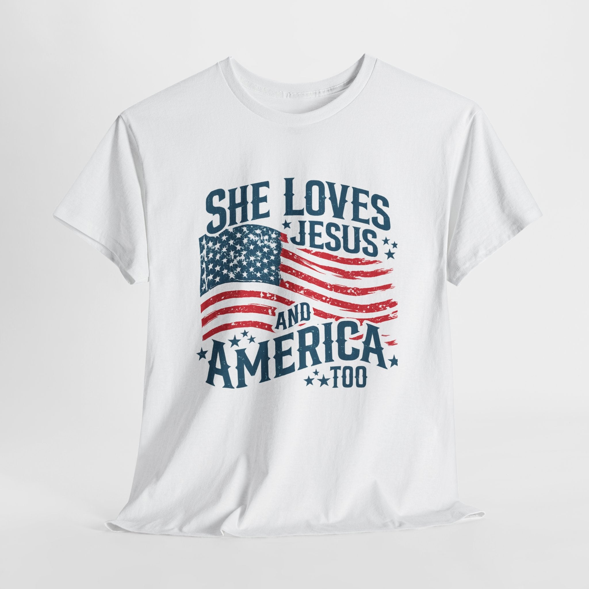 Patriotic 'She Loves Jesus and America Too' T-Shirt