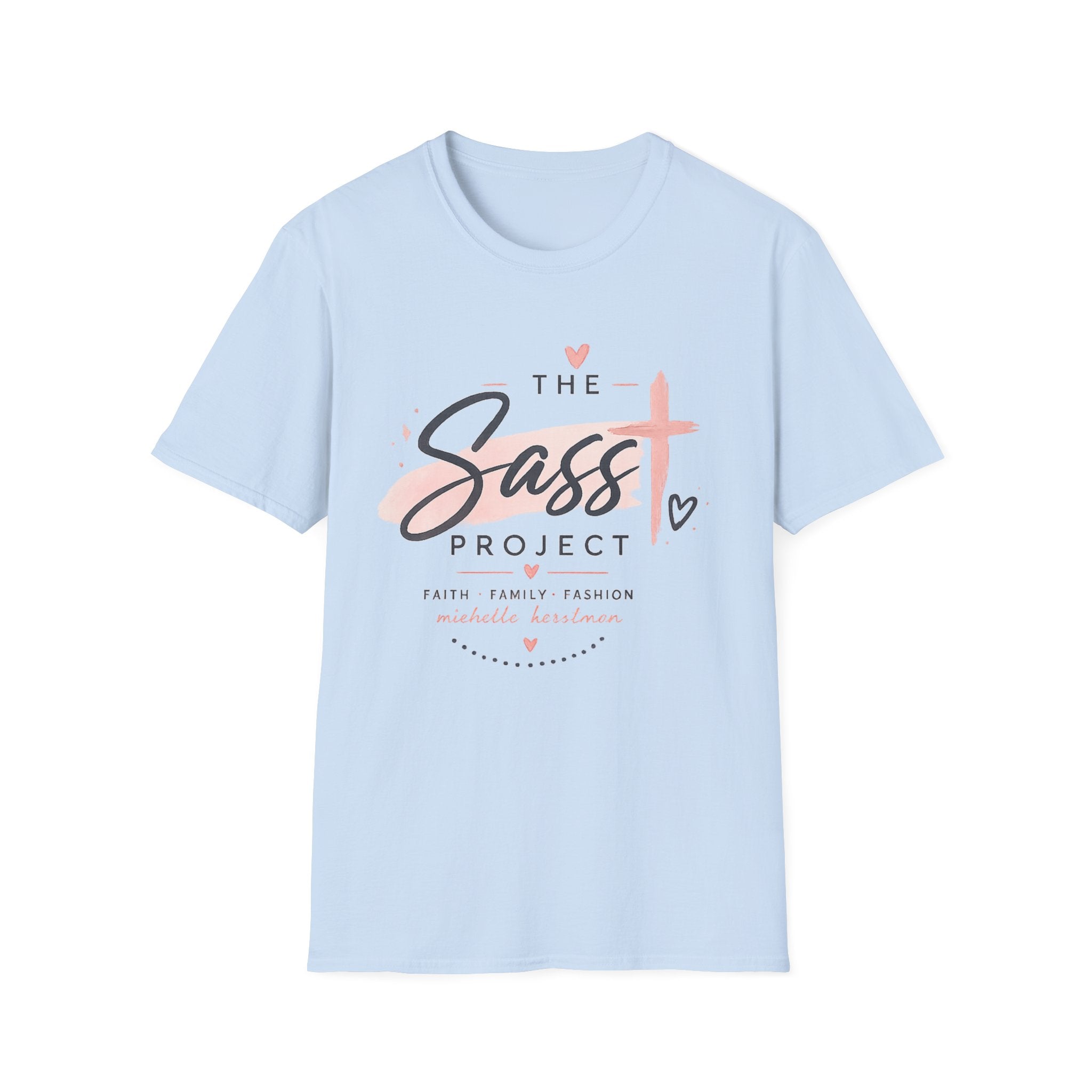 Sass Project Graphic Tee — Faith-Inspired Pink Cross T-Shirt