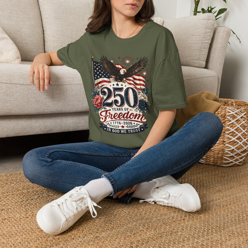 250 Years of Freedom T-Shirt — Patriotic American Eagle & Flag Tee