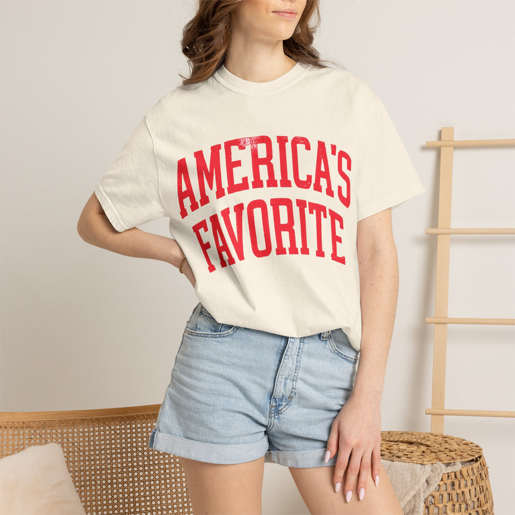 Americas Favorite T-Shirt — Patriotic Red Letter Graphic Tee
