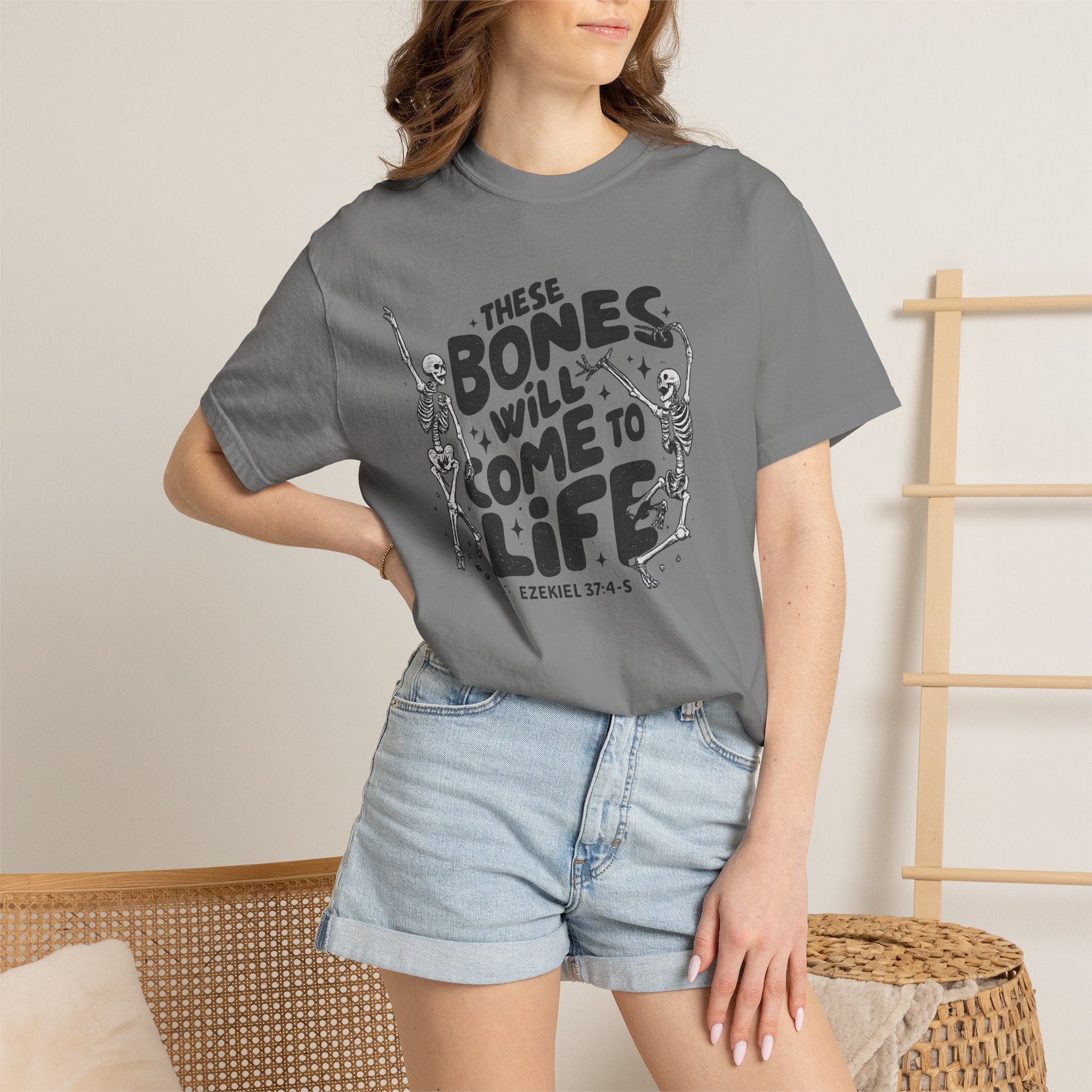 These Bones Will Come to Life T-Shirt — Inspirational Christian Graphic Tee (Ezekiel 37:4-5)