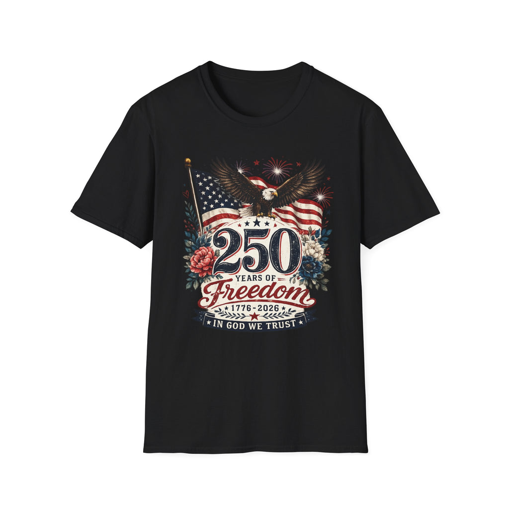 250 Years of Freedom T-Shirt — Patriotic American Eagle & Flag Tee