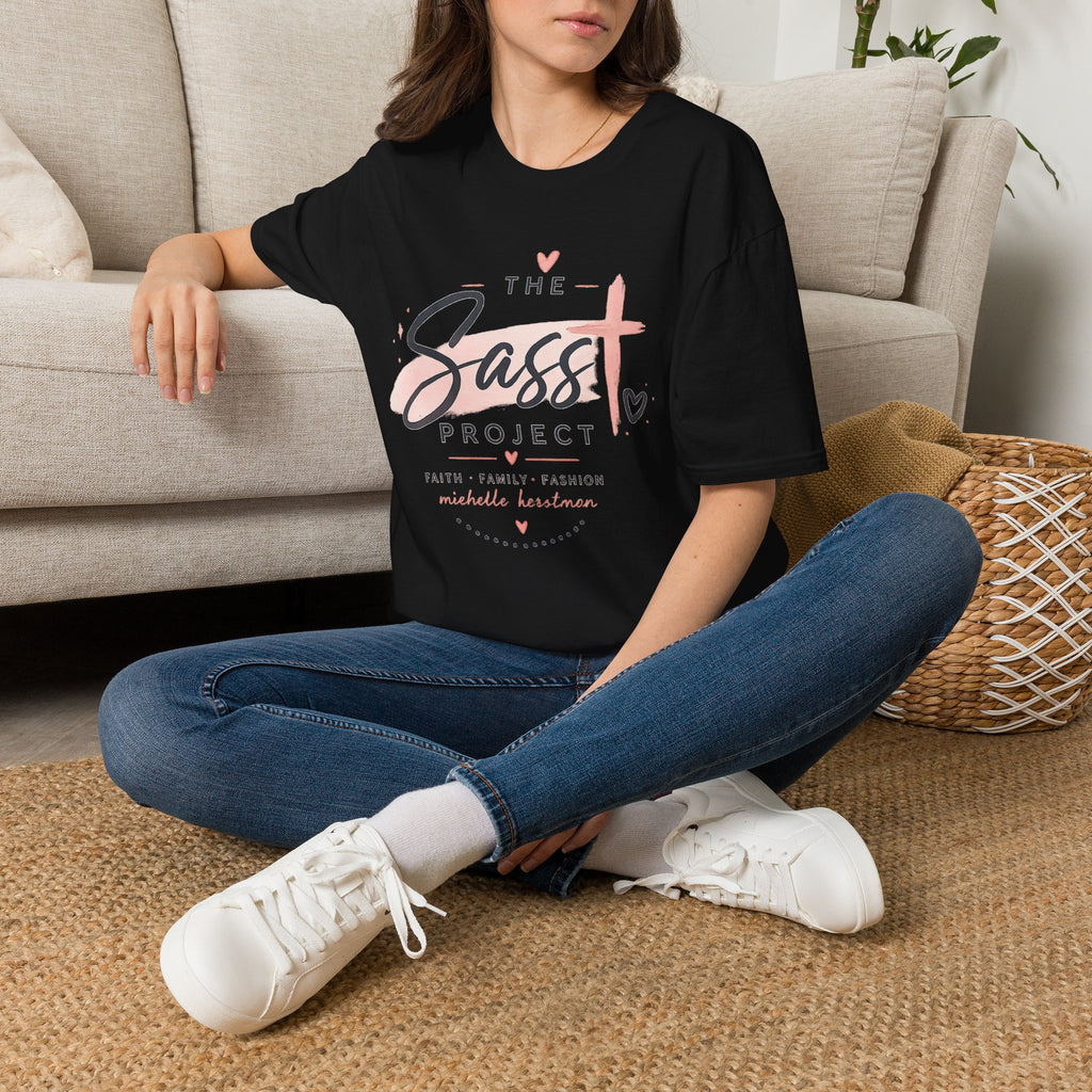 Sass Project Graphic Tee — Faith-Inspired Pink Cross T-Shirt