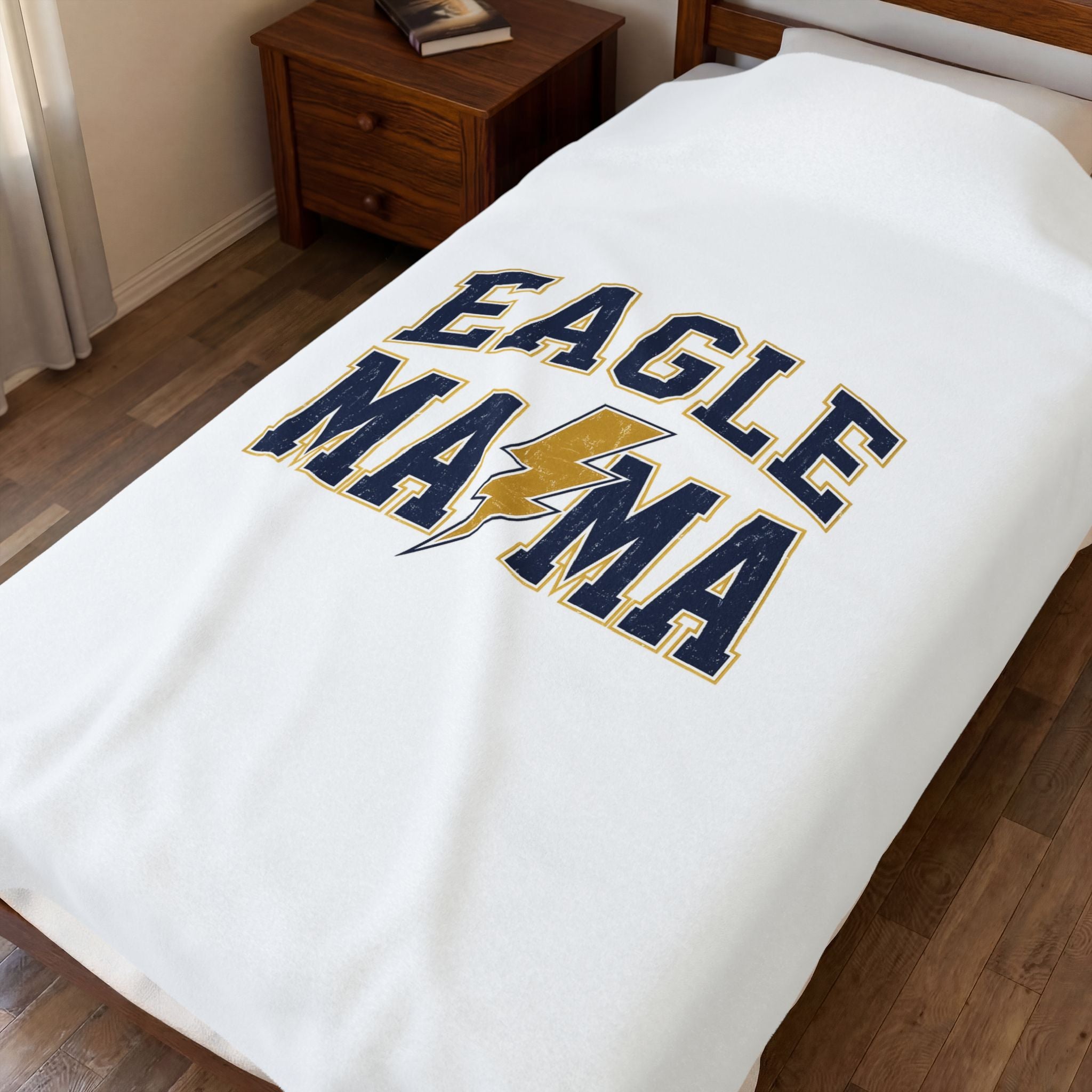 Eagle Mama Velveteen Plush Blanket — Cozy Mom Supporter Throw with Lightning Logo
