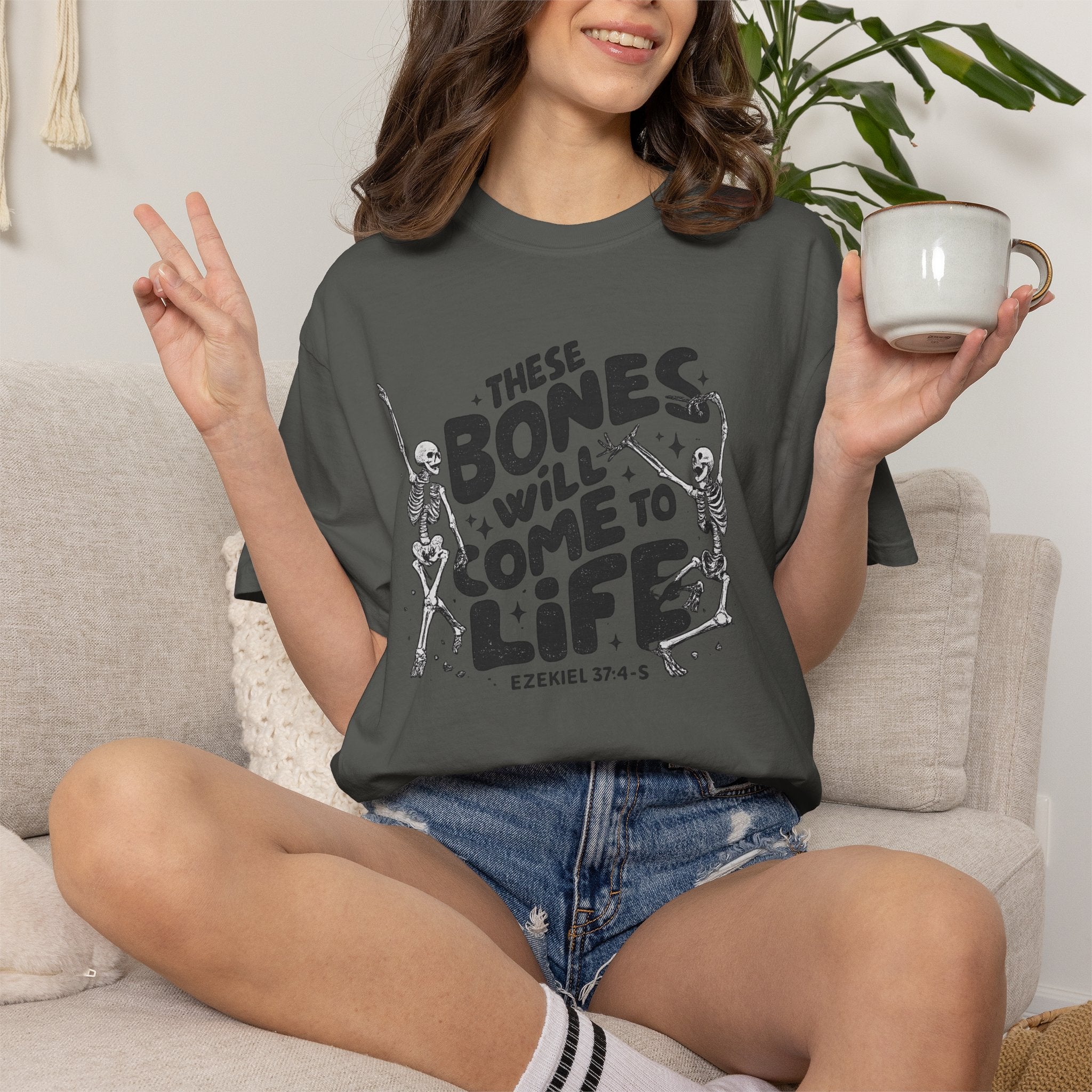 These Bones Will Come to Life T-Shirt — Inspirational Christian Graphic Tee (Ezekiel 37:4-5)