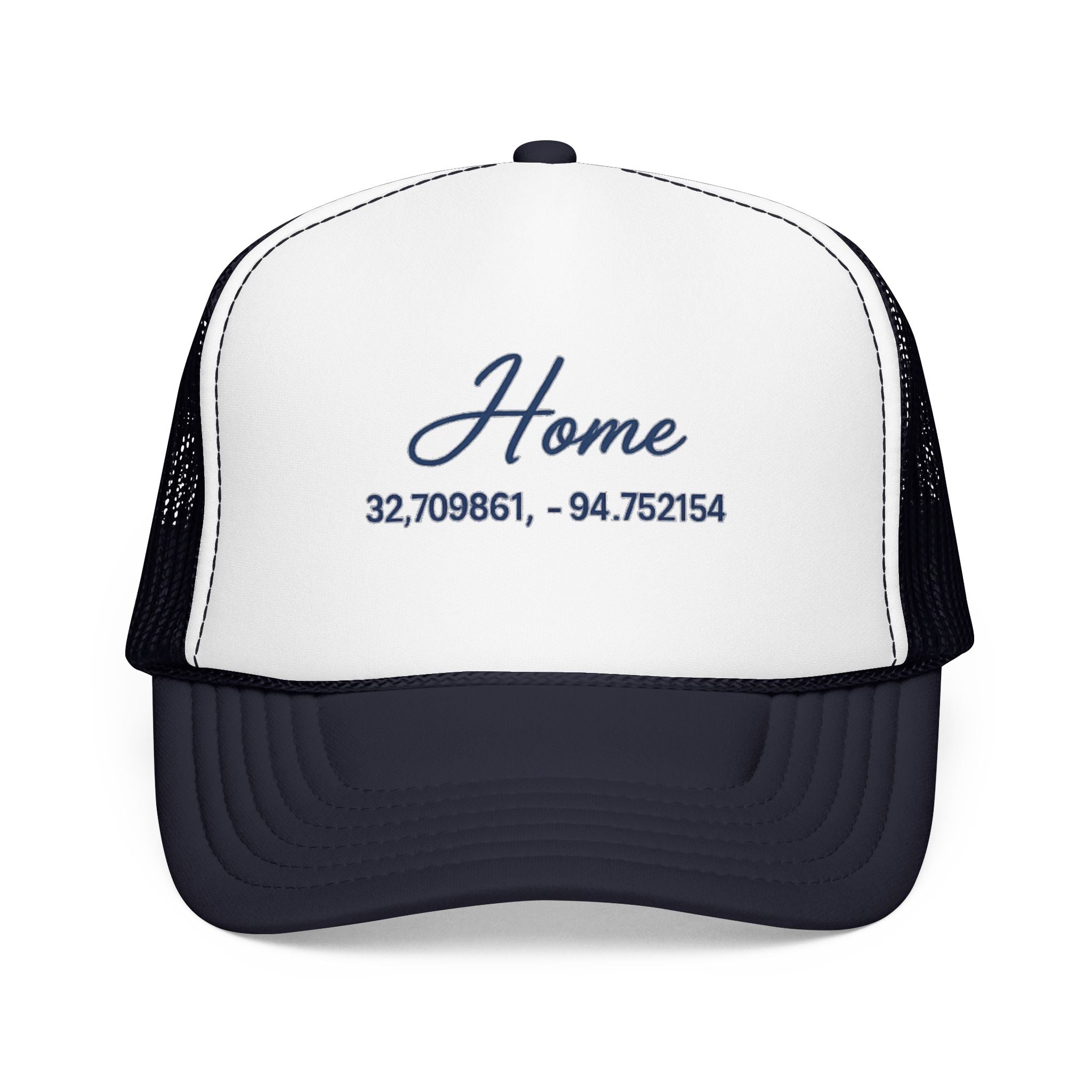 Home Coordinates Trucker Hat — Personalized GPS Latitude Longitude Cap