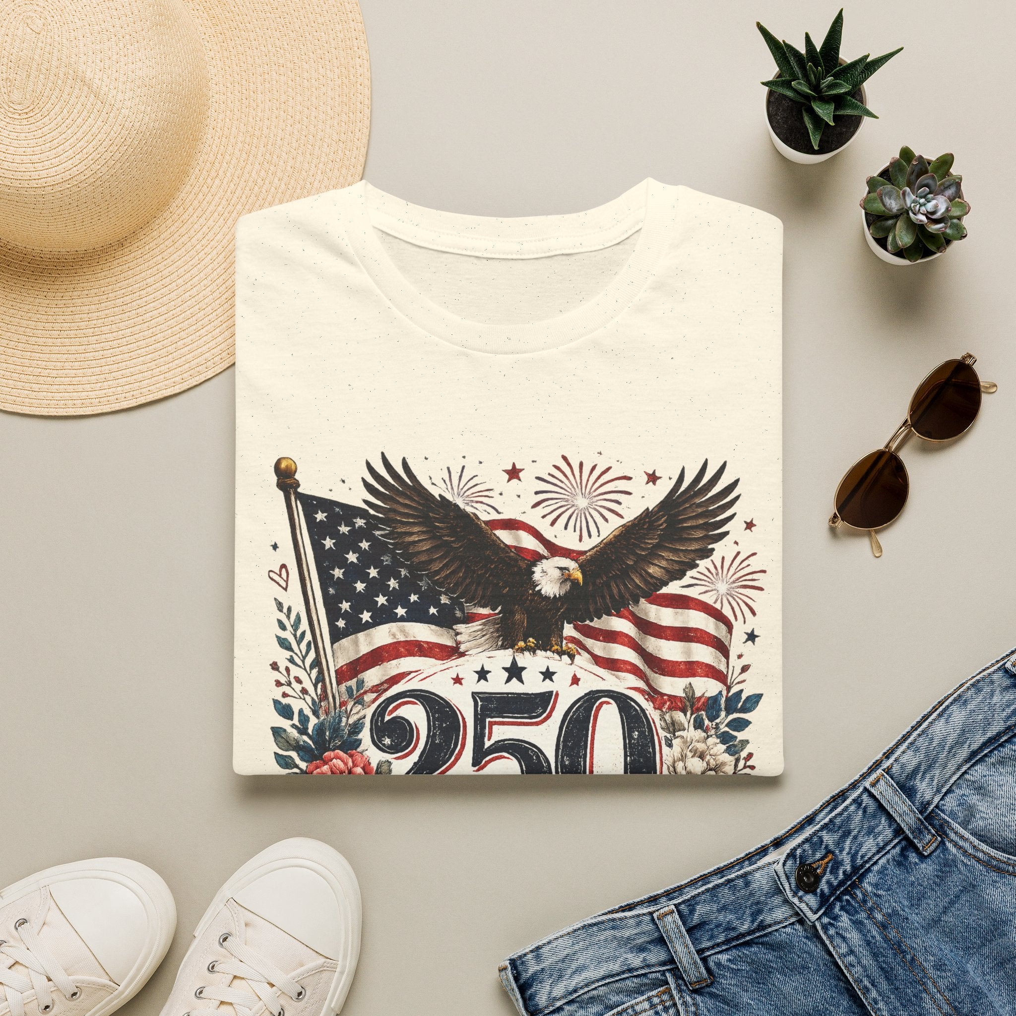 250 Years of Freedom T-Shirt — Patriotic American Eagle & Flag Tee