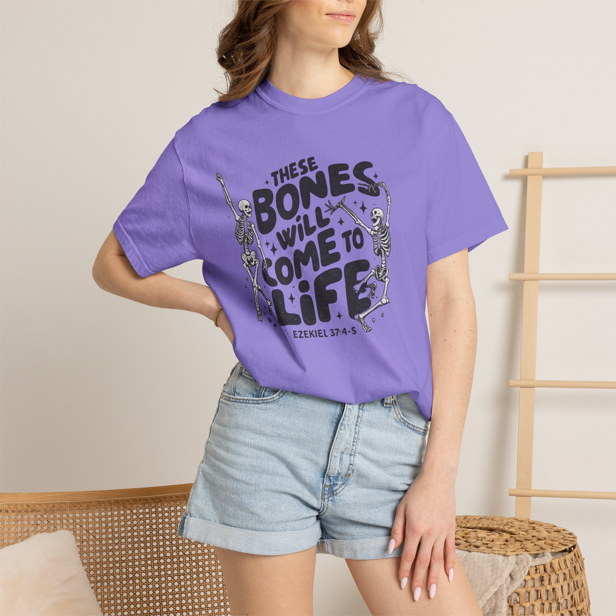 These Bones Will Come to Life T-Shirt — Inspirational Christian Graphic Tee (Ezekiel 37:4-5)