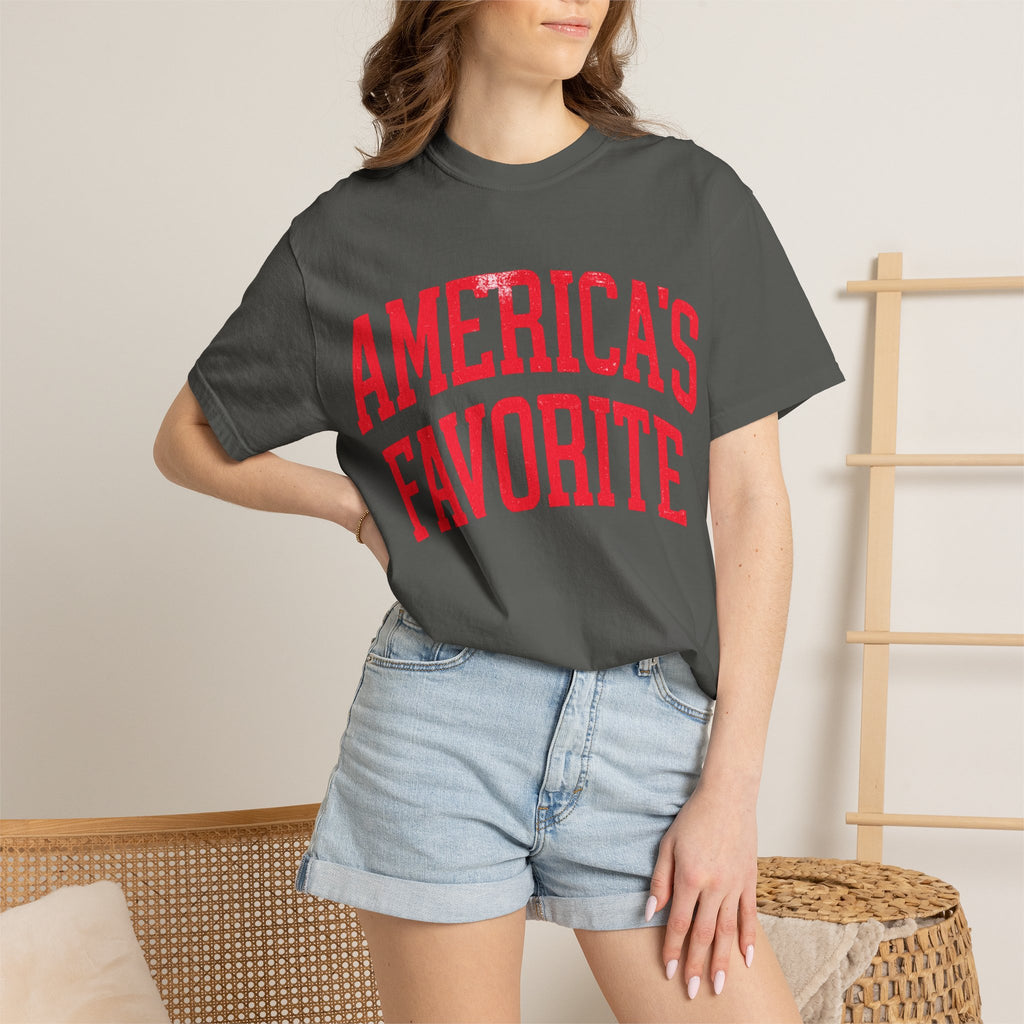 Americas Favorite T-Shirt — Patriotic Red Letter Graphic Tee