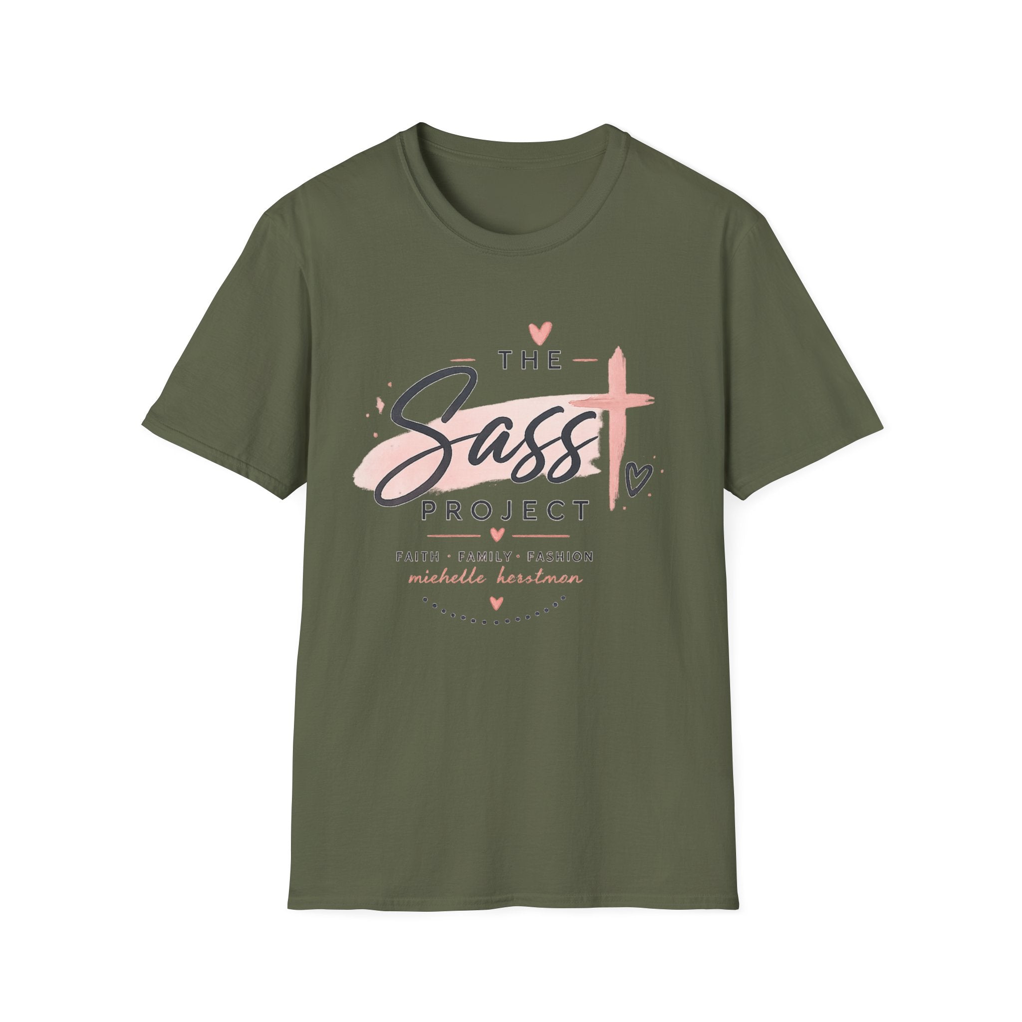 Sass Project Graphic Tee — Faith-Inspired Pink Cross T-Shirt