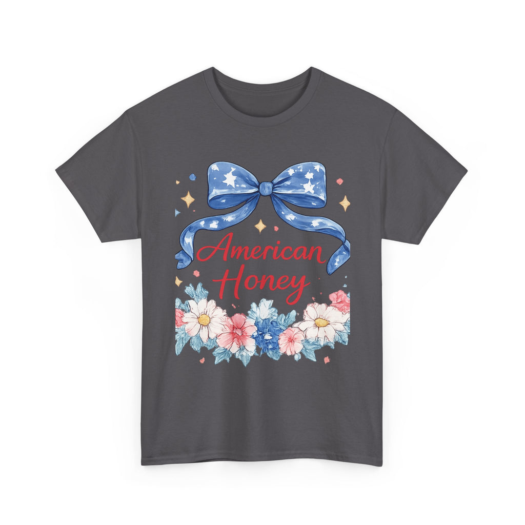 American Honey T-Shirt — Patriotic Floral Tee with Stars & Bow