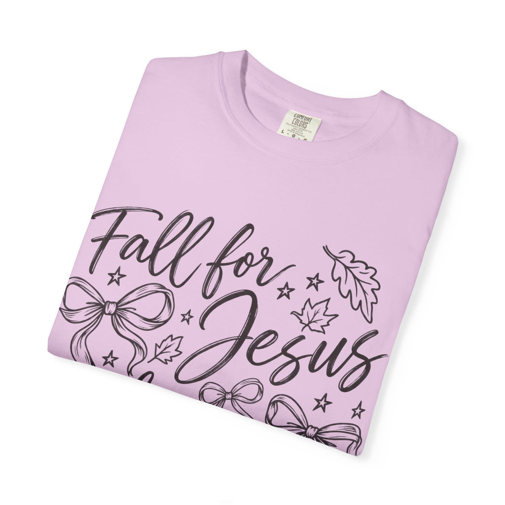 Fall For Jesus He Never Leaves T-Shirt — Christian Fall Tee