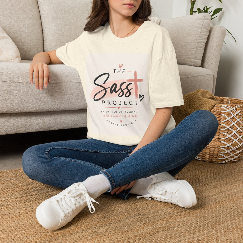 Sass Project Graphic Tee — Faith-Inspired Pink Cross T-Shirt