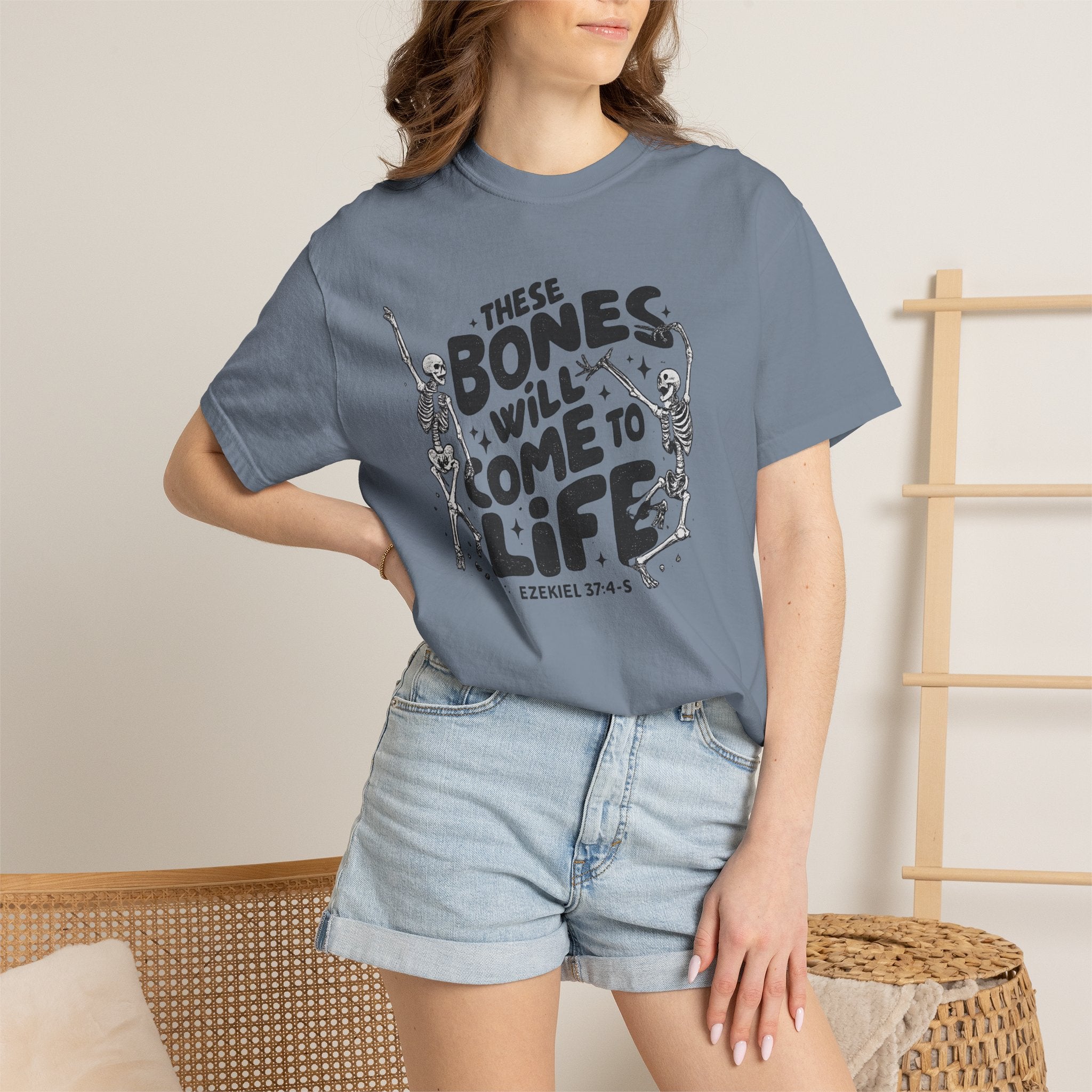 These Bones Will Come to Life T-Shirt — Inspirational Christian Graphic Tee (Ezekiel 37:4-5)