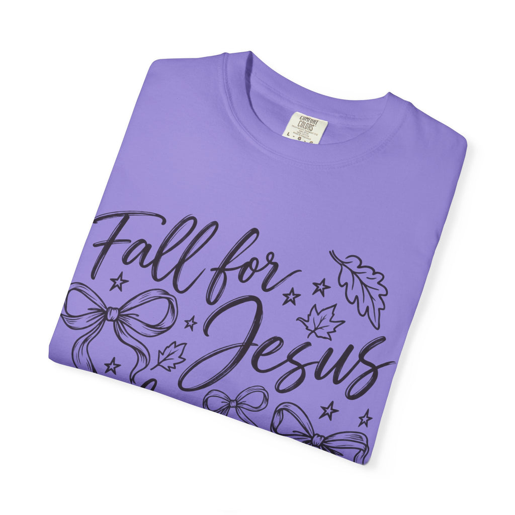 Fall For Jesus He Never Leaves T-Shirt — Christian Fall Tee