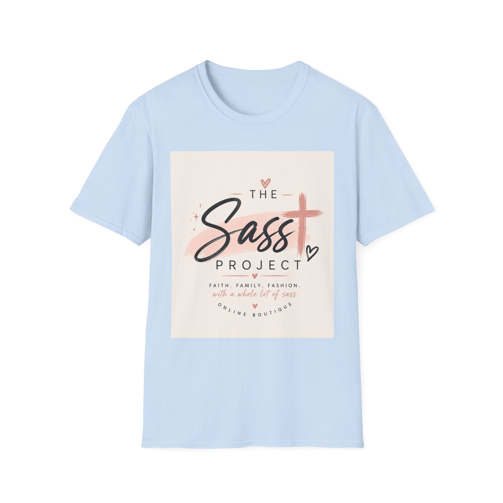 Sass Project Graphic Tee — Faith-Inspired Pink Cross T-Shirt