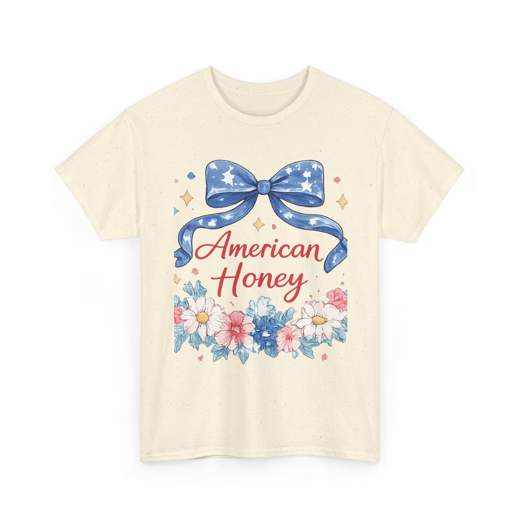 American Honey T-Shirt — Patriotic Floral Tee with Stars & Bow