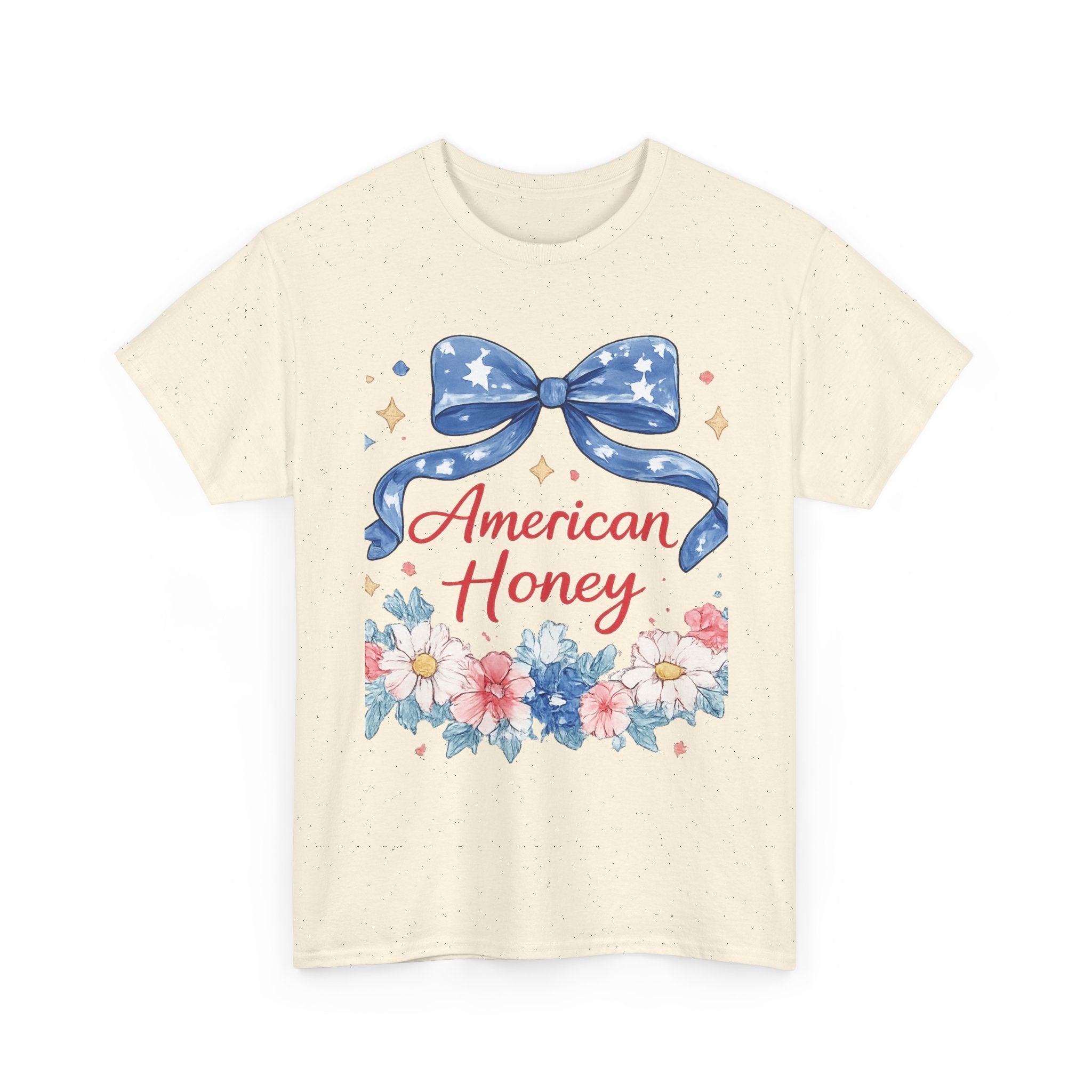 American Honey T-Shirt — Patriotic Floral Tee with Stars & Bow