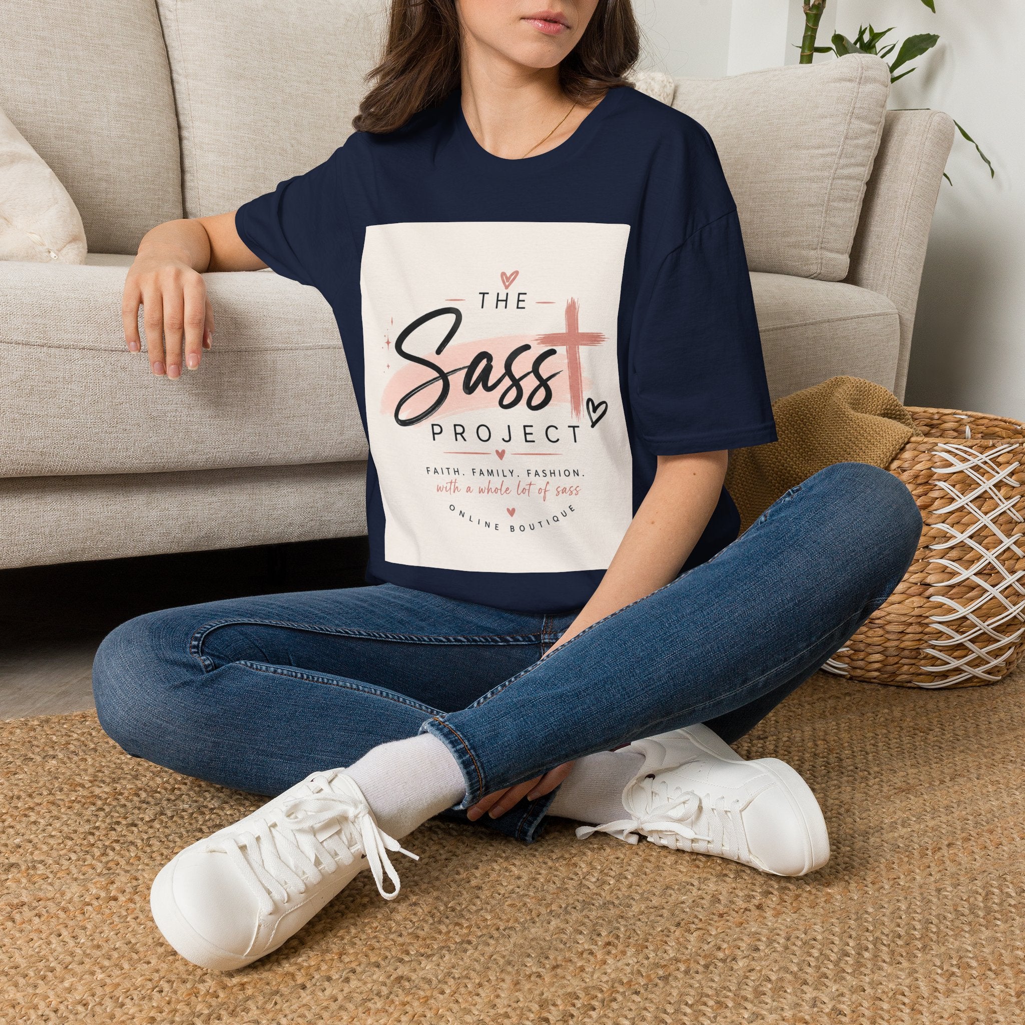Sass Project Graphic Tee — Faith-Inspired Pink Cross T-Shirt