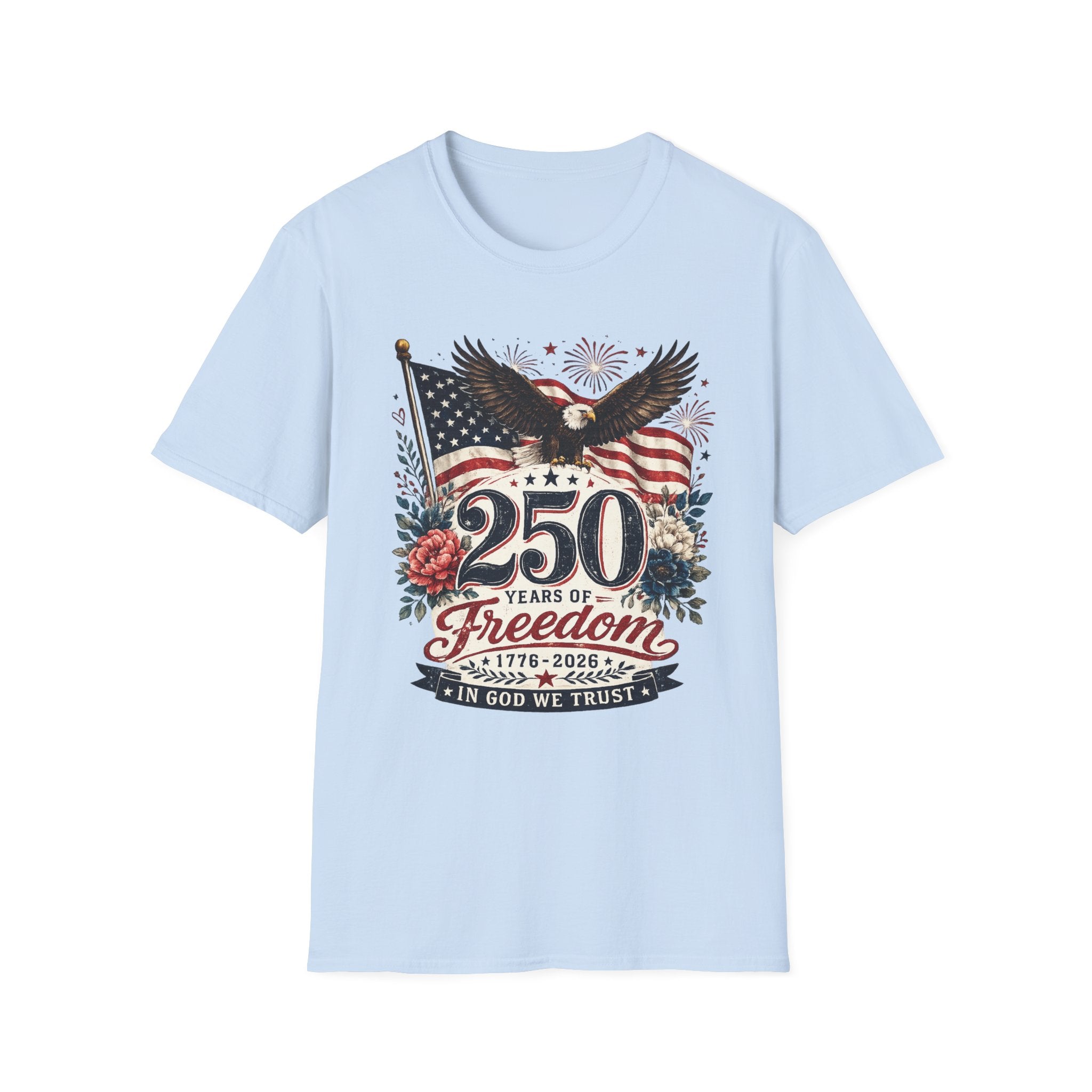 250 Years of Freedom T-Shirt — Patriotic American Eagle & Flag Tee