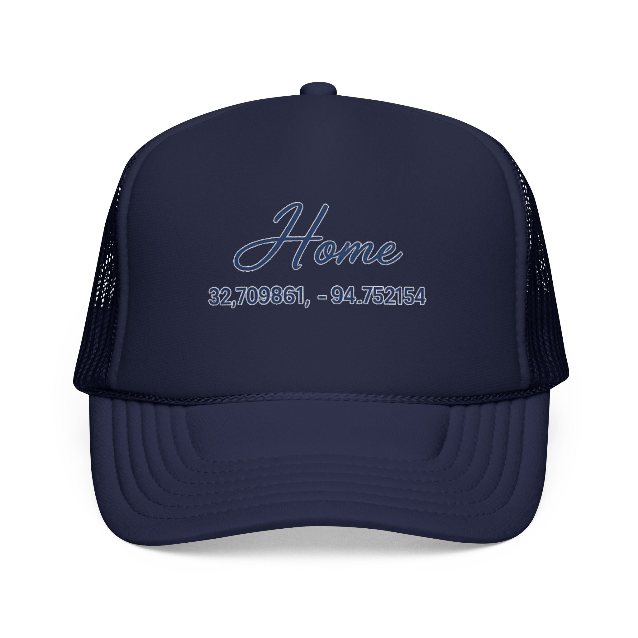 Home Coordinates Trucker Hat — Personalized GPS Latitude Longitude Cap