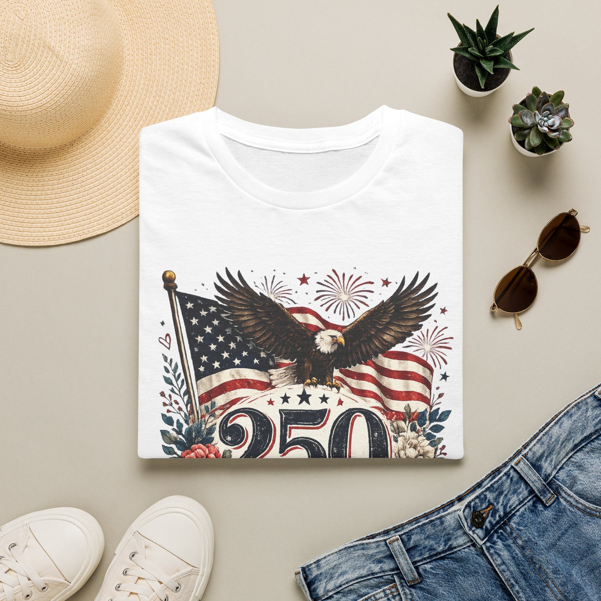 250 Years of Freedom T-Shirt — Patriotic American Eagle & Flag Tee
