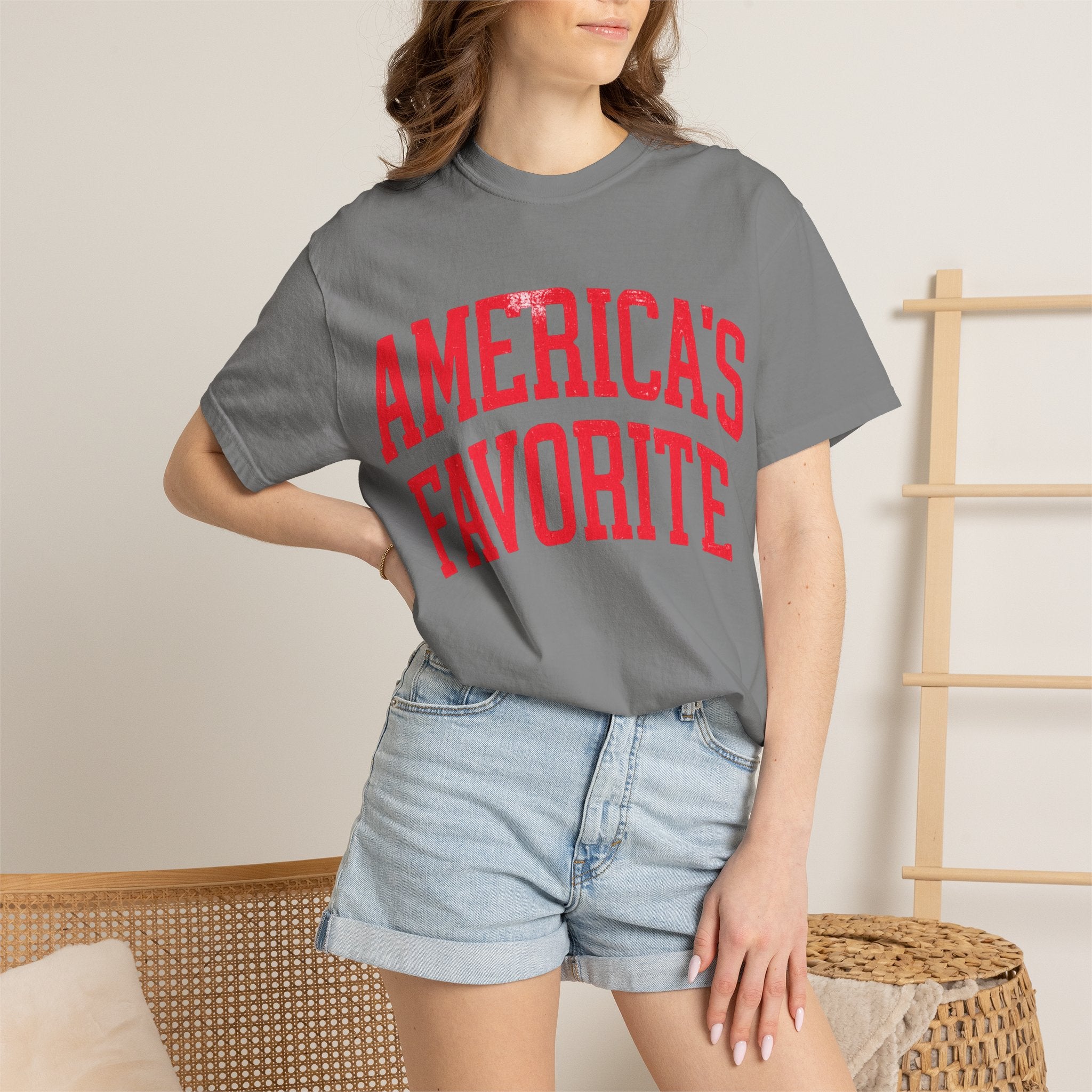 Americas Favorite T-Shirt — Patriotic Red Letter Graphic Tee