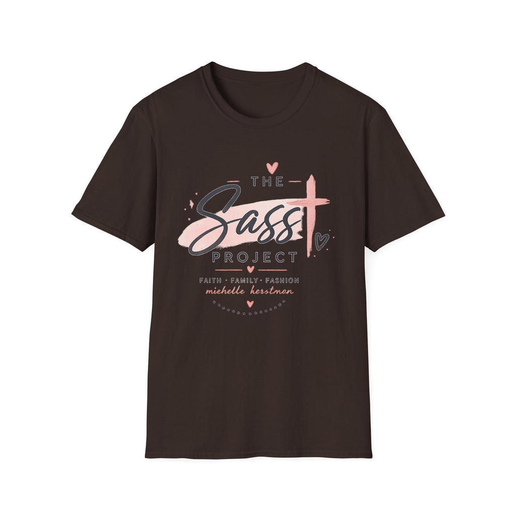 Sass Project Graphic Tee — Faith-Inspired Pink Cross T-Shirt