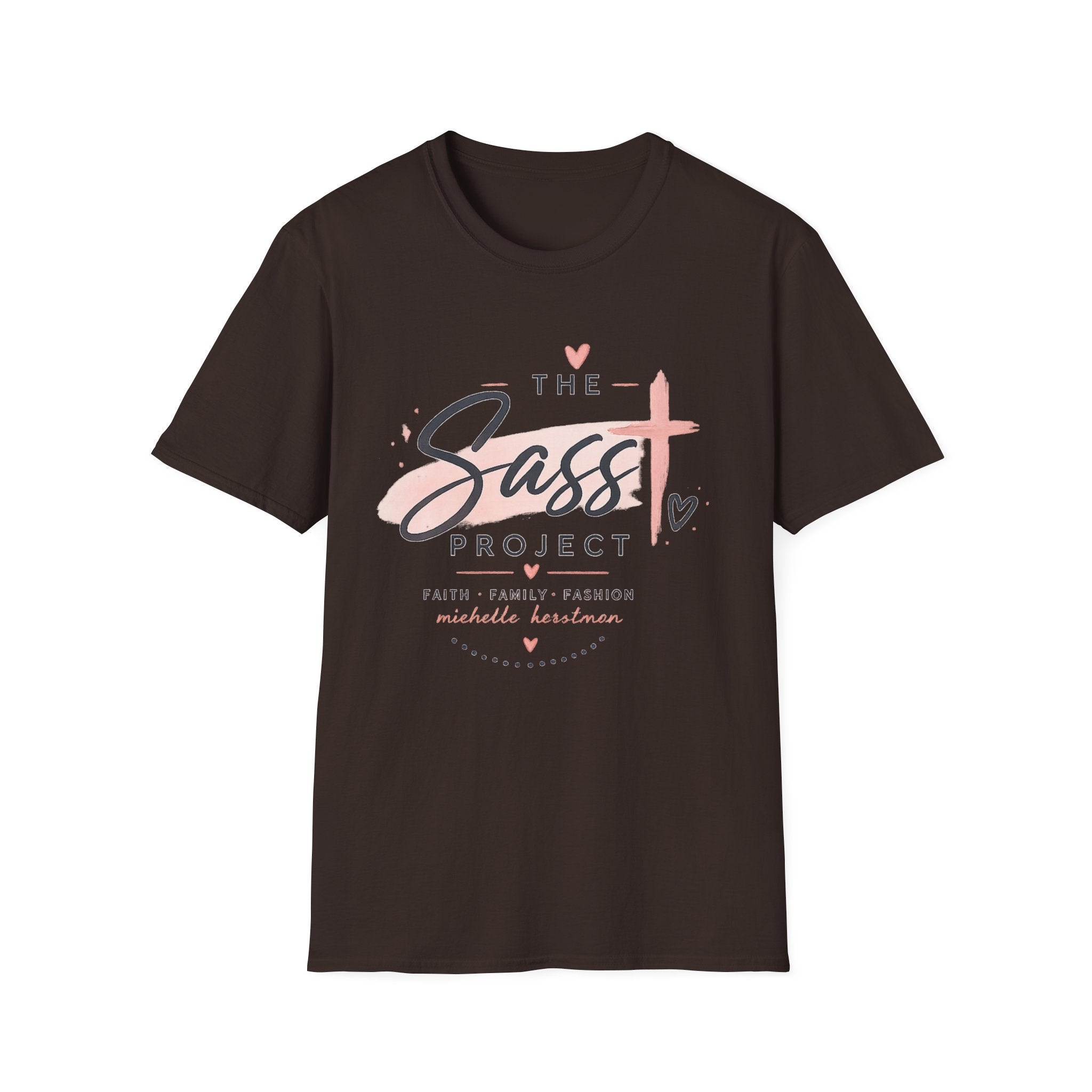 Sass Project Graphic Tee — Faith-Inspired Pink Cross T-Shirt