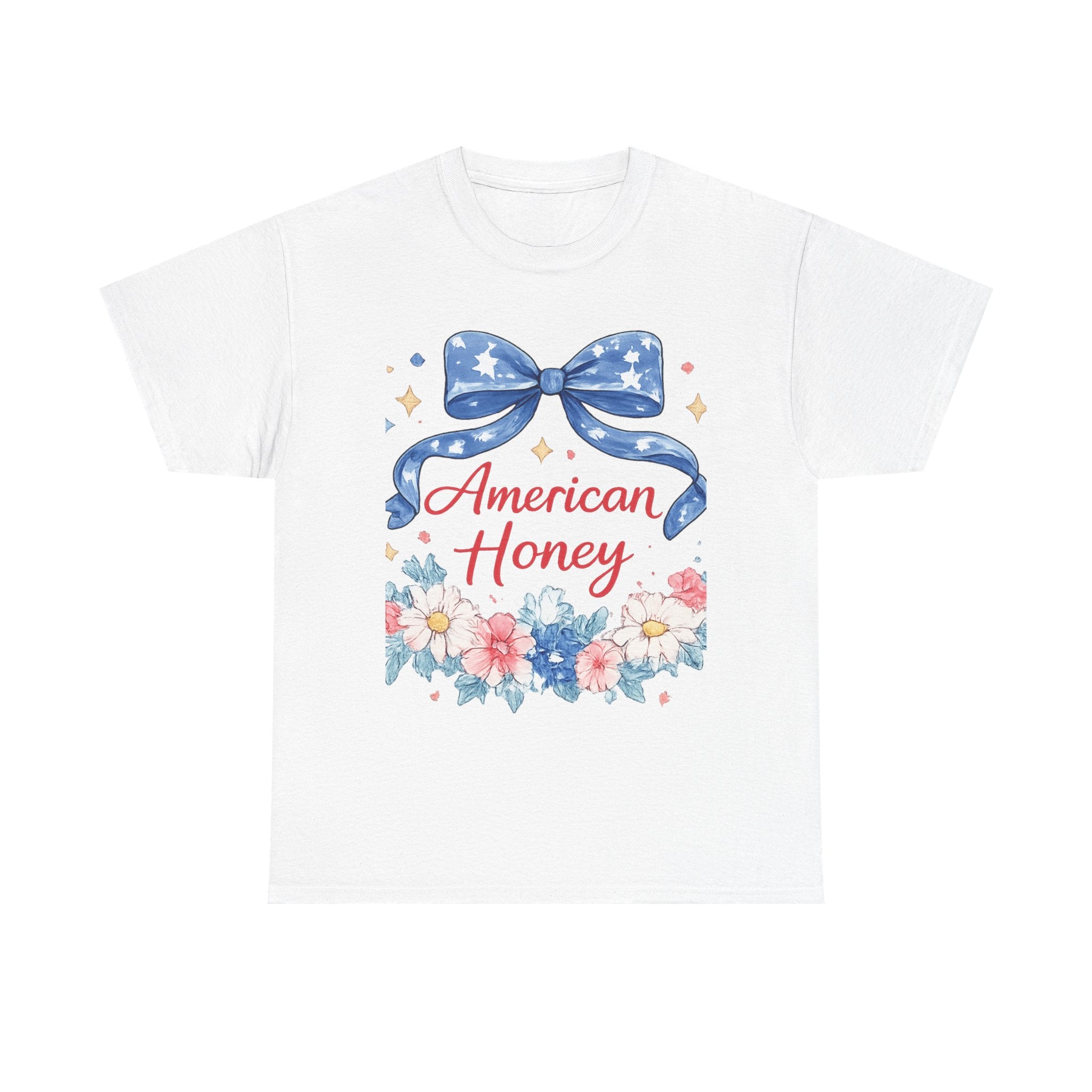 American Honey T-Shirt — Patriotic Floral Tee with Stars & Bow