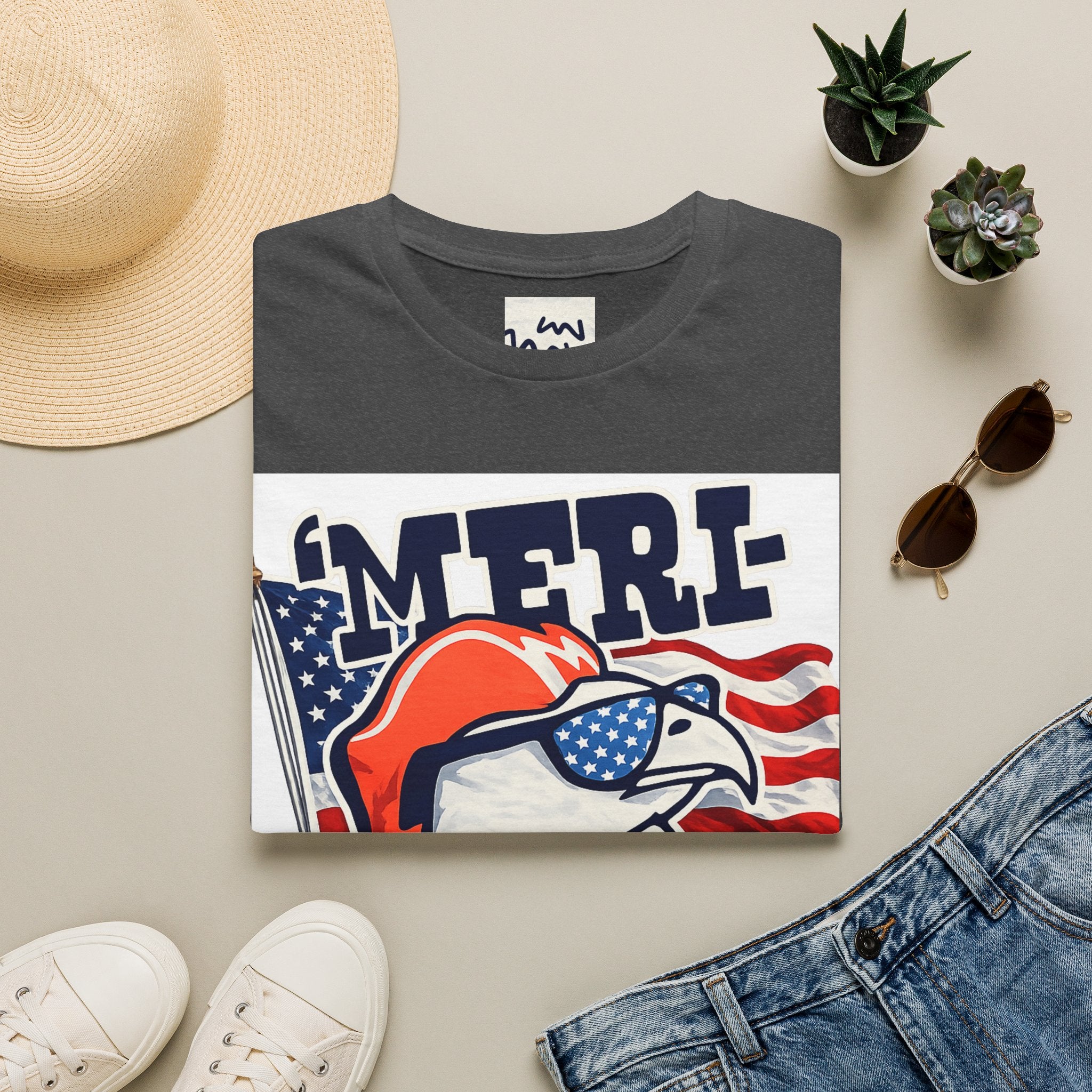'Merica Eagle T‑Shirt — Patriotic American Flag Eagle Graphic Tee