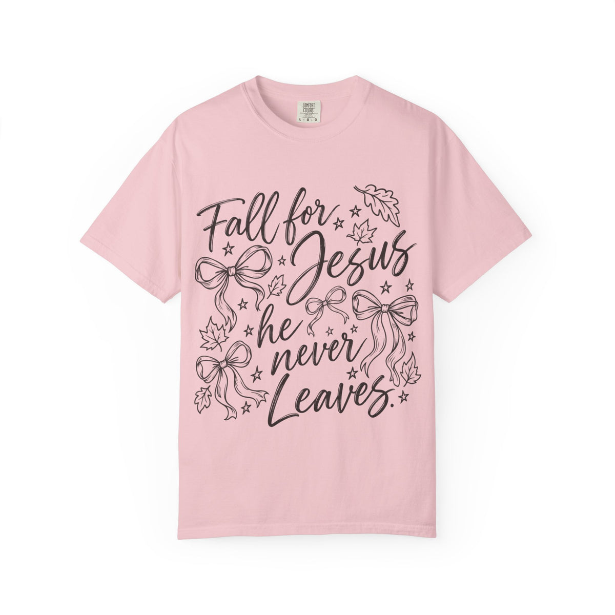 Fall For Jesus He Never Leaves T-Shirt — Christian Fall Tee