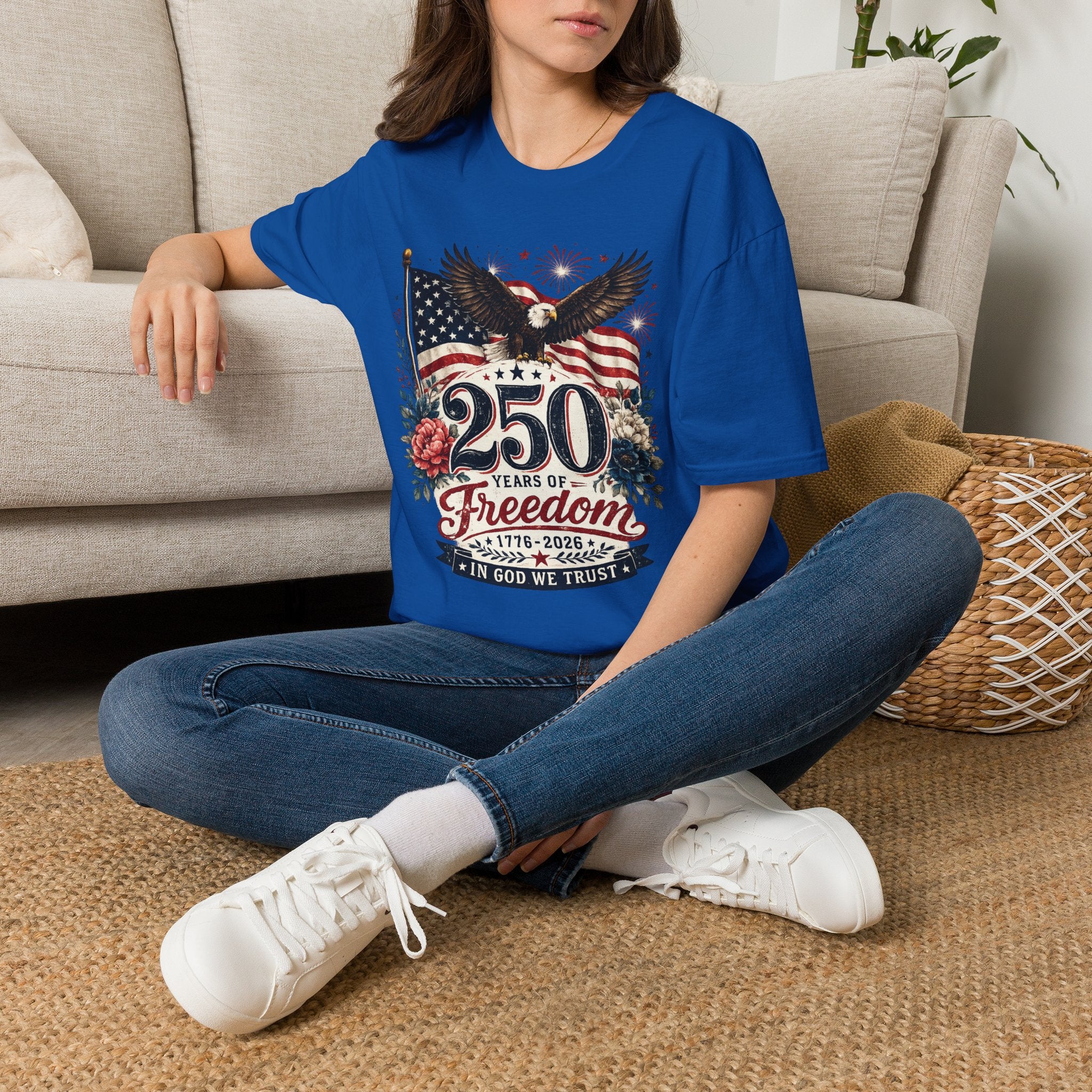250 Years of Freedom T-Shirt — Patriotic American Eagle & Flag Tee