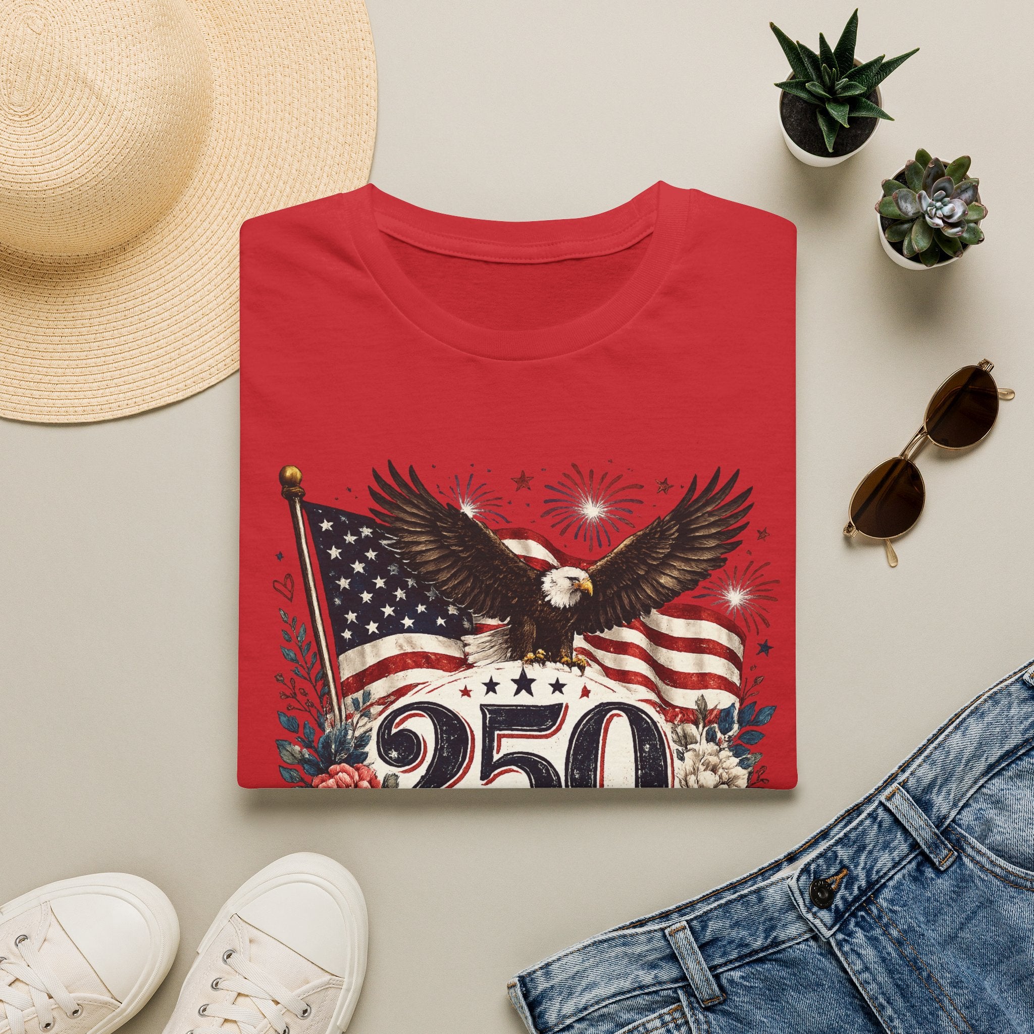 250 Years of Freedom T-Shirt — Patriotic American Eagle & Flag Tee
