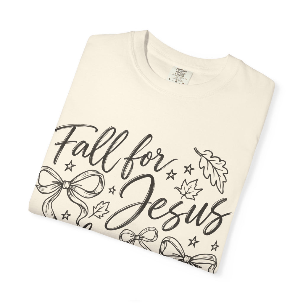 Fall For Jesus He Never Leaves T-Shirt — Christian Fall Tee