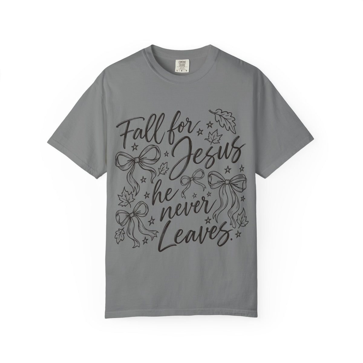 Fall For Jesus He Never Leaves T-Shirt — Christian Fall Tee