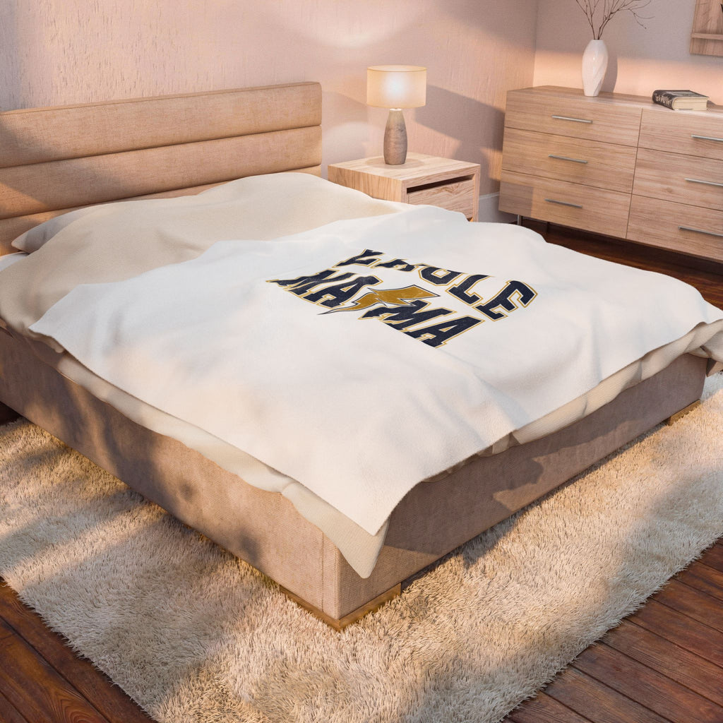 Eagle Mama Velveteen Plush Blanket — Cozy Mom Supporter Throw with Lightning Logo