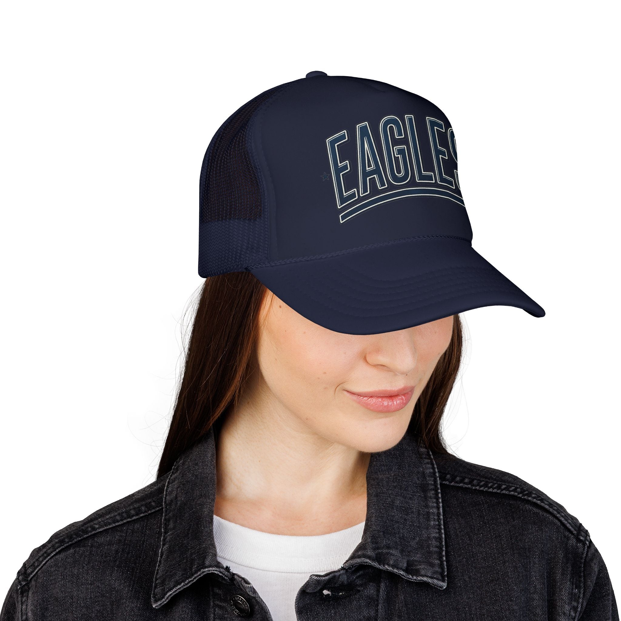 Eagle Mama Trucker Hat — Vintage Varsity Mesh Foam Cap