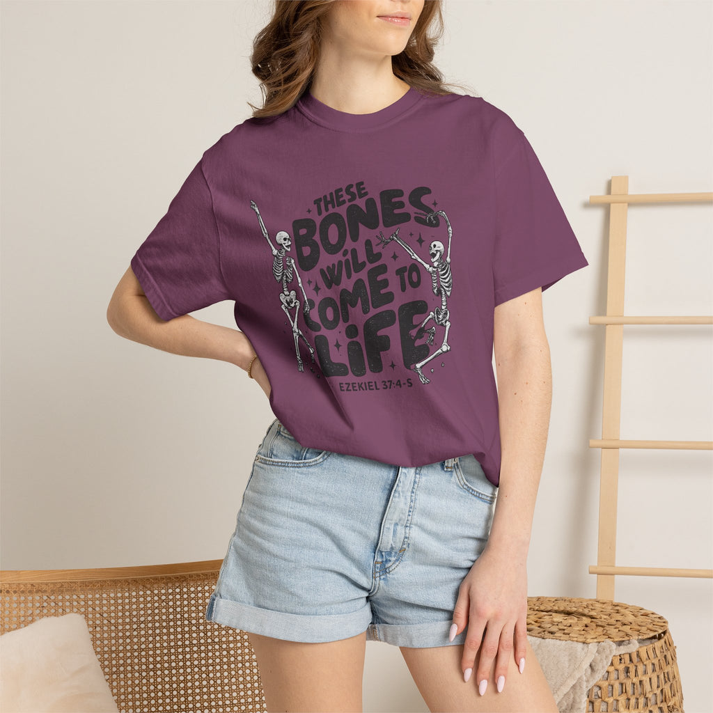 These Bones Will Come to Life T-Shirt — Inspirational Christian Graphic Tee (Ezekiel 37:4-5)